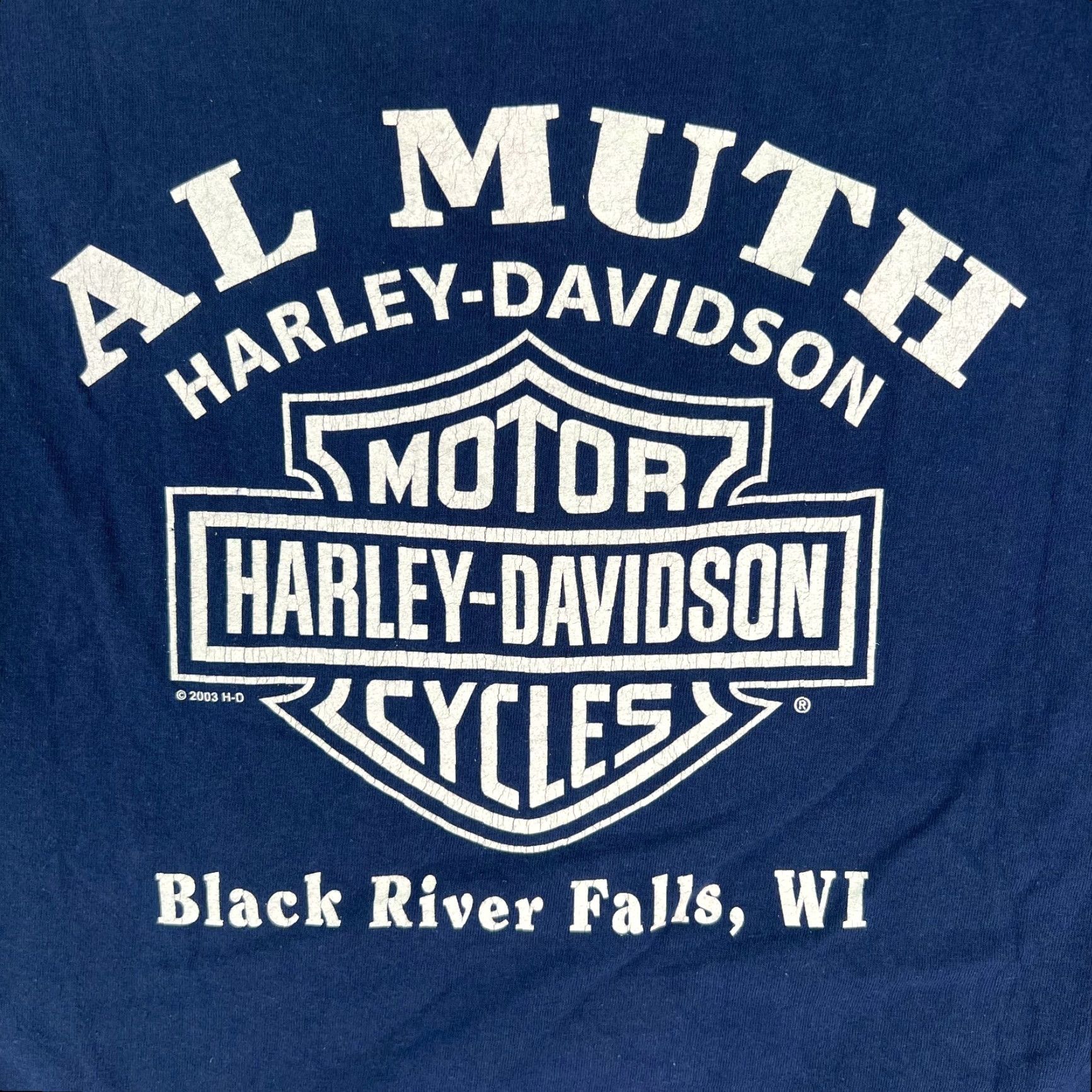 Harley Davidson VINTAGE Harley-Davidson Motorcycle Graphic T-Shirt XL Blue 2002 Black River Falls Mens Size US XL / EU 56 / 4 - 3 Thumbnail