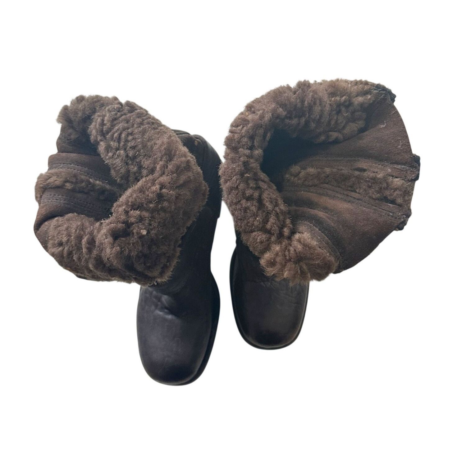 Other Nylo Distressed Leather Shearling Double Zip Booties Brown E Size US 9 / IT 39 - 13 Thumbnail