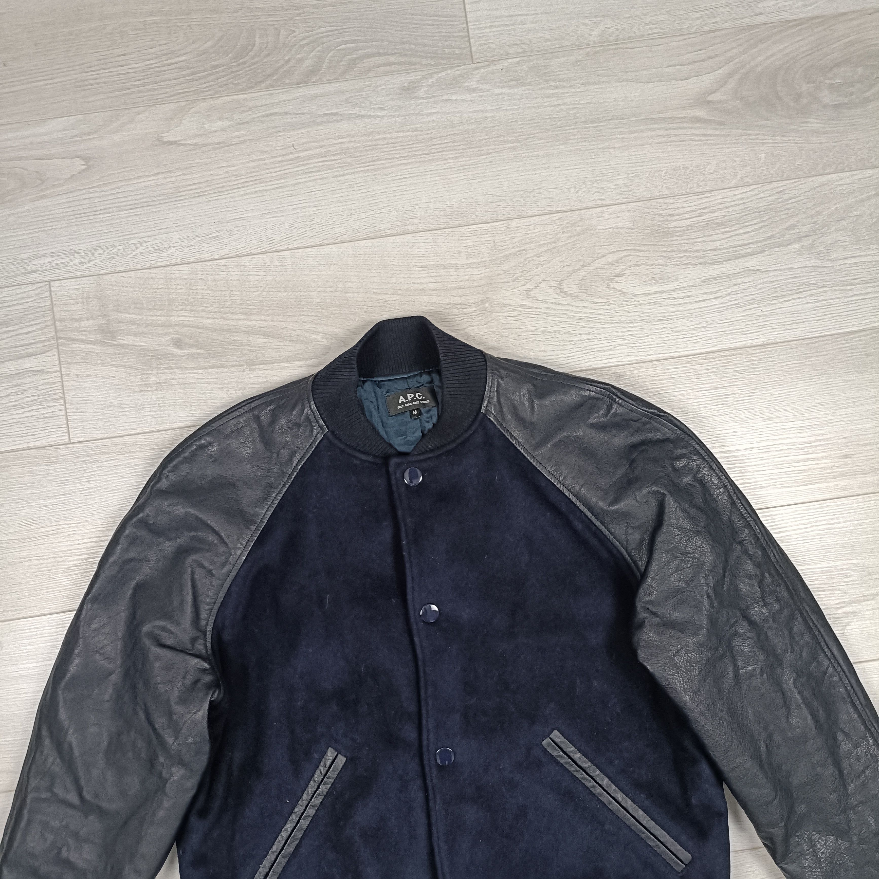 A.P.C. Men's Navy/Black Wool Cashmere Calf Leather Jacket ! size M Size US M / EU 48-50 / 2 - 3 Thumbnail