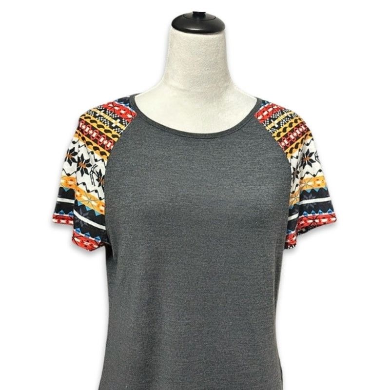 Shein Shein T-Shirt Fair Isle Pattern Short Sleeves Gray/Multi L Size L / US 10 / IT 46 - 2 Thumbnail