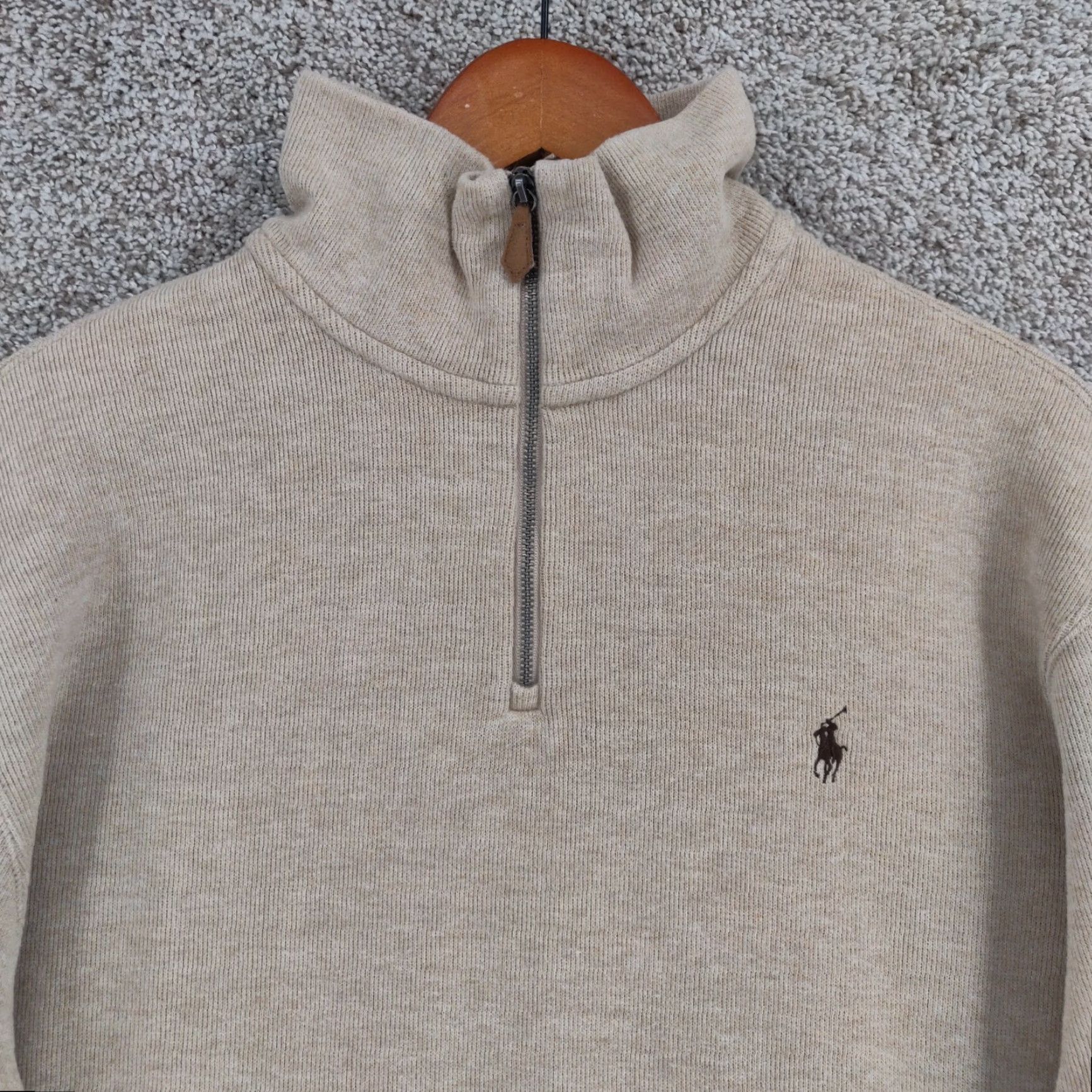 Polo Ralph Lauren VINTAGE Polo Ralph Lauren 1/4 Zip Pullover Sweater Mens XL Beige Mock Neck Size US XL / EU 56 / 4 - 2 Thumbnail