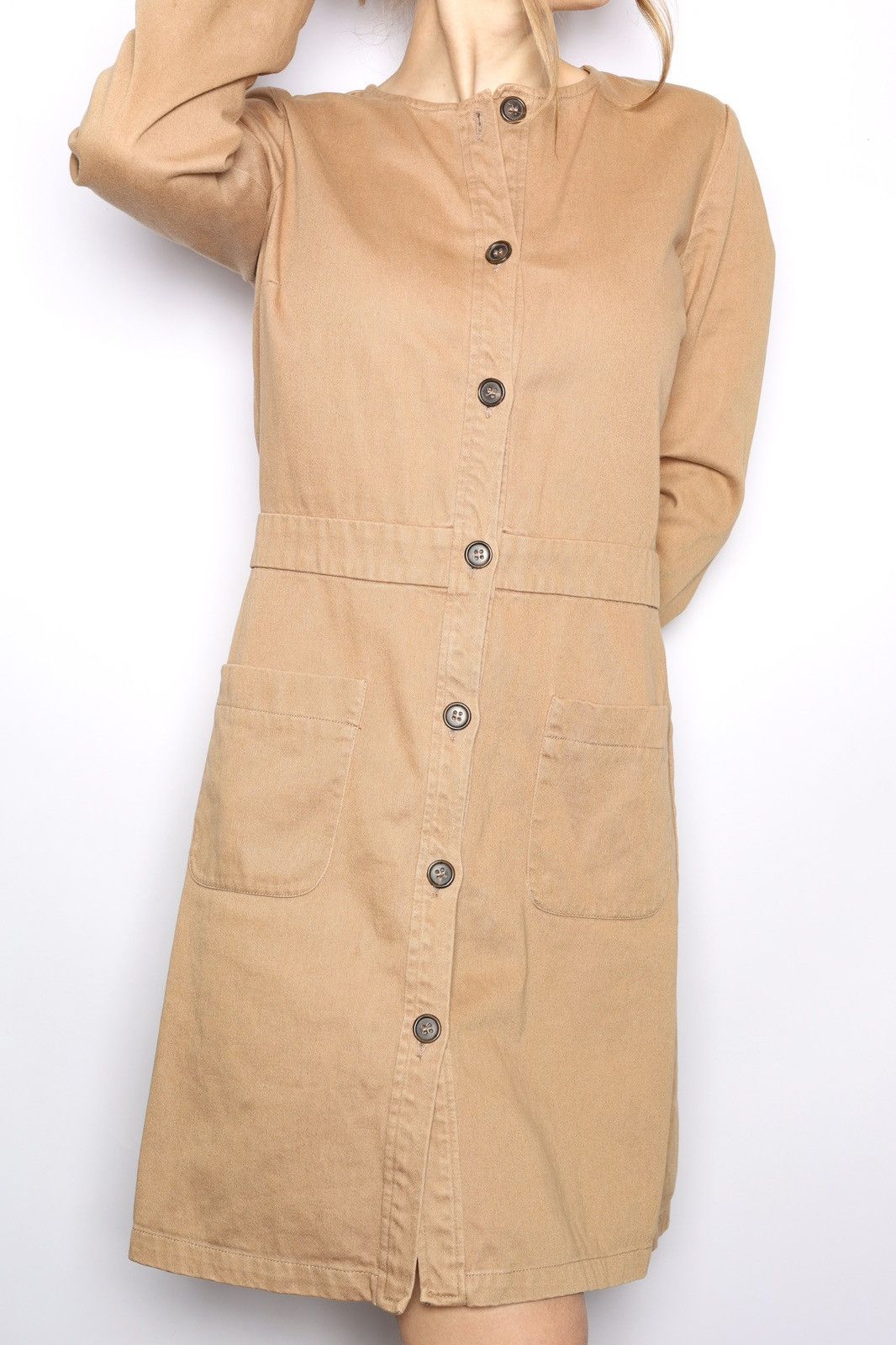 A.P.C. APC Cotton Beige Mid Dress Buttons a.p.c. Size XS / US 0-2 / IT 36-38 - 3 Thumbnail