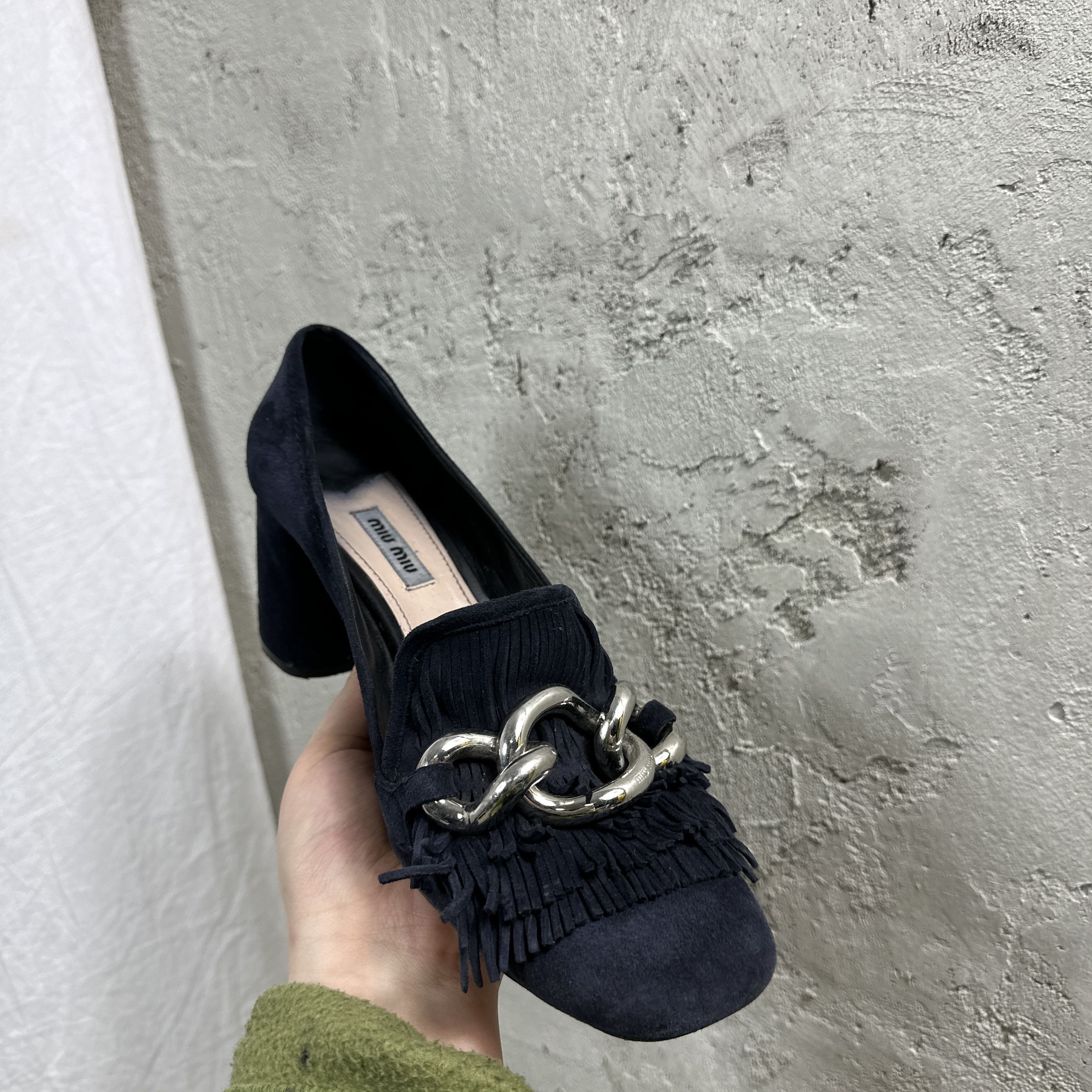 Miu Miu × Vintage Vintage Miu Miu Velvet Heeled Loafers Boots Size US 9 / IT 39 - 11 Thumbnail