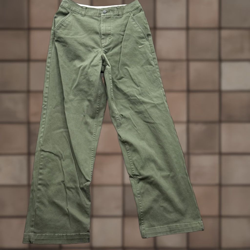 Nike Nike Twill Chino Pants Womens 28/30 Green Relaxed Straight Leg Casual Drawstring Pants Size 28" / US 6 / IT 42 - 1 Thumbnail
