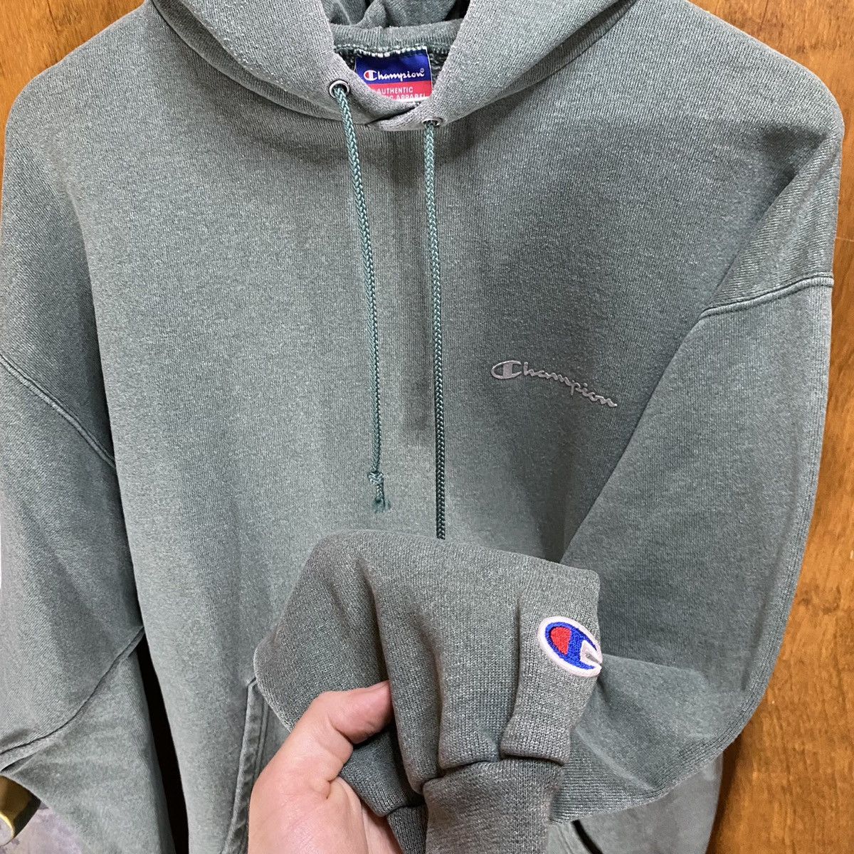 Champion × Vintage Vintage Green Champion Spellout Script Hoodie Size US L / EU 52-54 / 3 - 2 Thumbnail