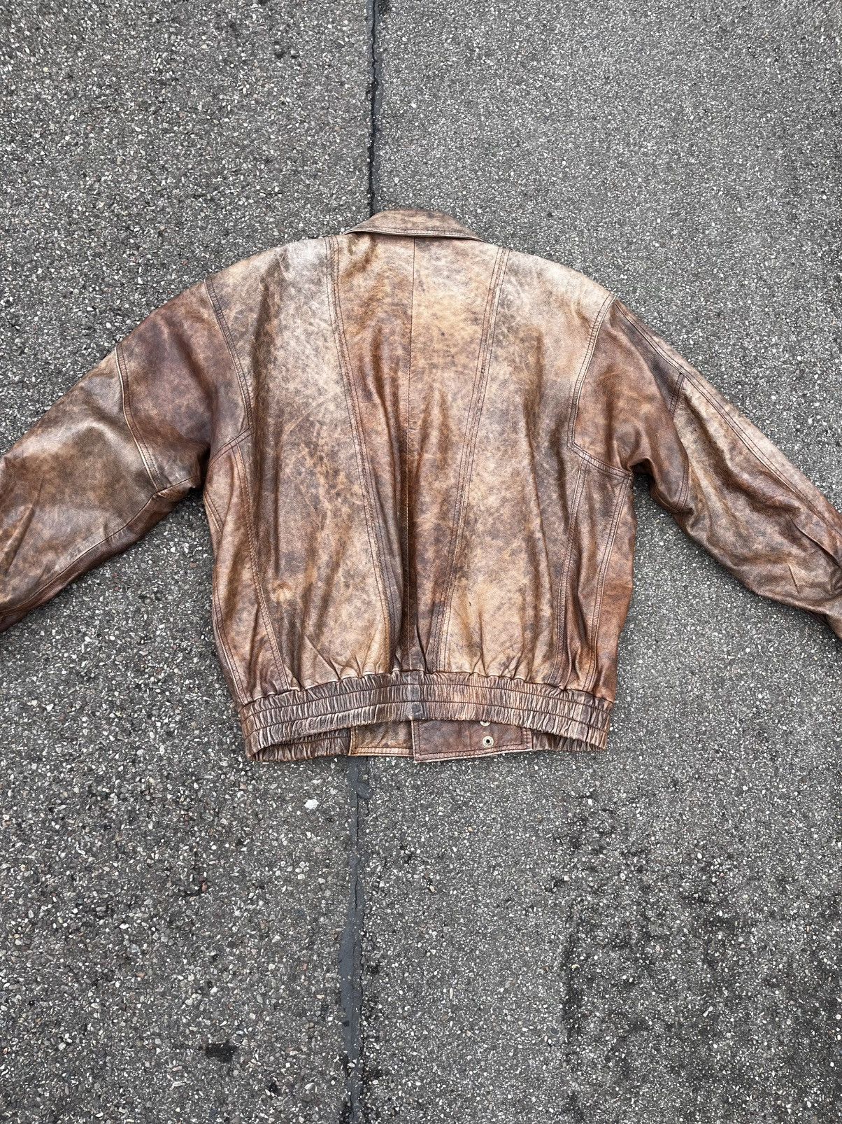Vintage Vintage 80s Brown Leather Biker Jacket Size L / US 10 / IT 46 - 3 Thumbnail