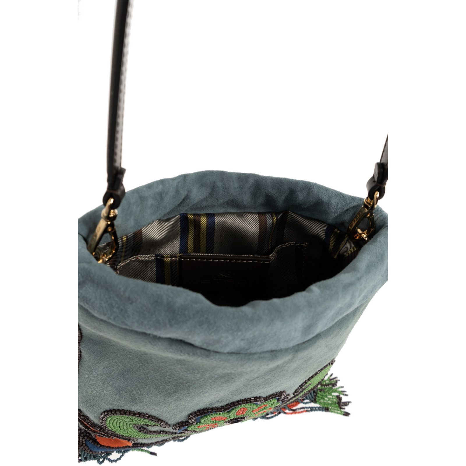 Etro ETRO Kalispera Beads and Fringes Small Blue Suede Sachet Sho Size ONE SIZE - 4 Thumbnail