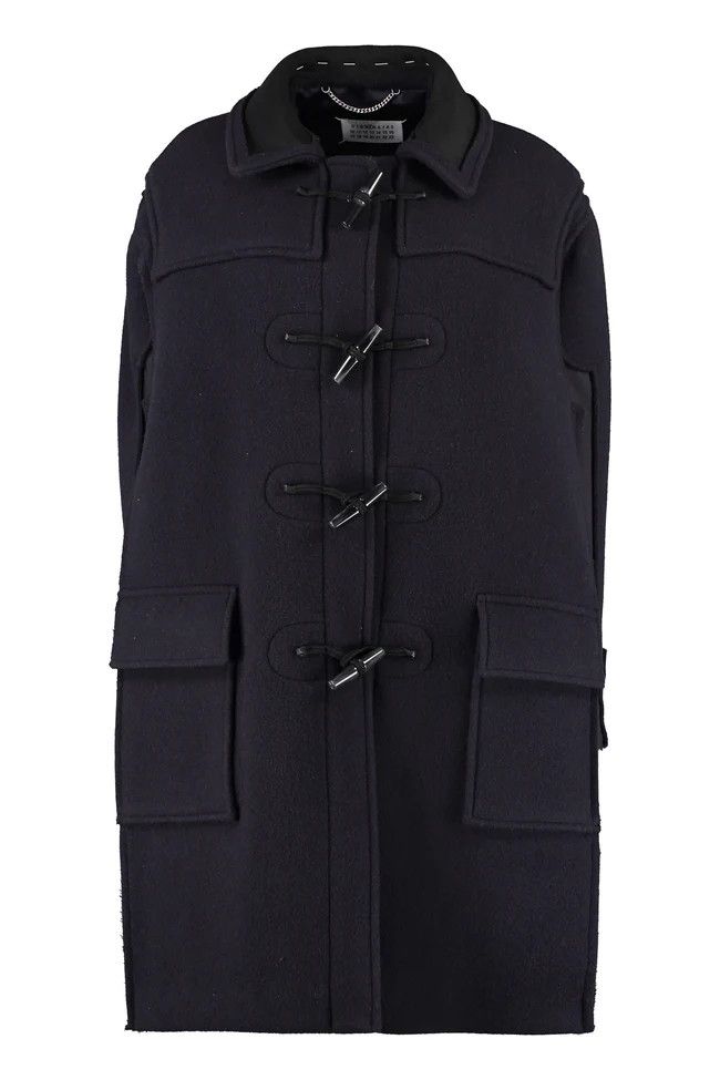 Maison Margiela o1loc1c1125 Wool Cape Coat in Navy Blue Size S / US 4 / IT 40 - 1 Thumbnail
