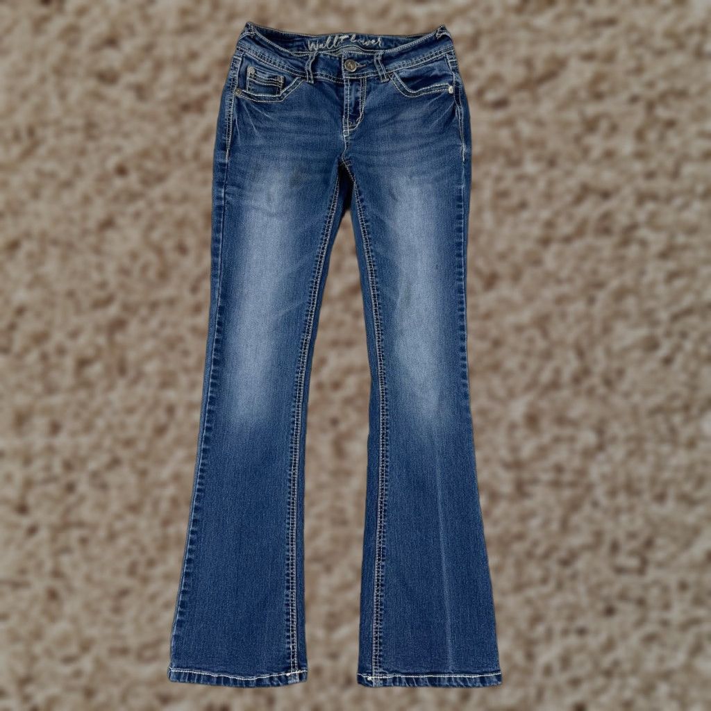 Vintage VINTAGE Wallflower Jeans Women Flared Pants Cotton Rayon Blue Embroidered Rhinestone 22x29 Size 25" / US 0 / IT 36 - 1 Thumbnail