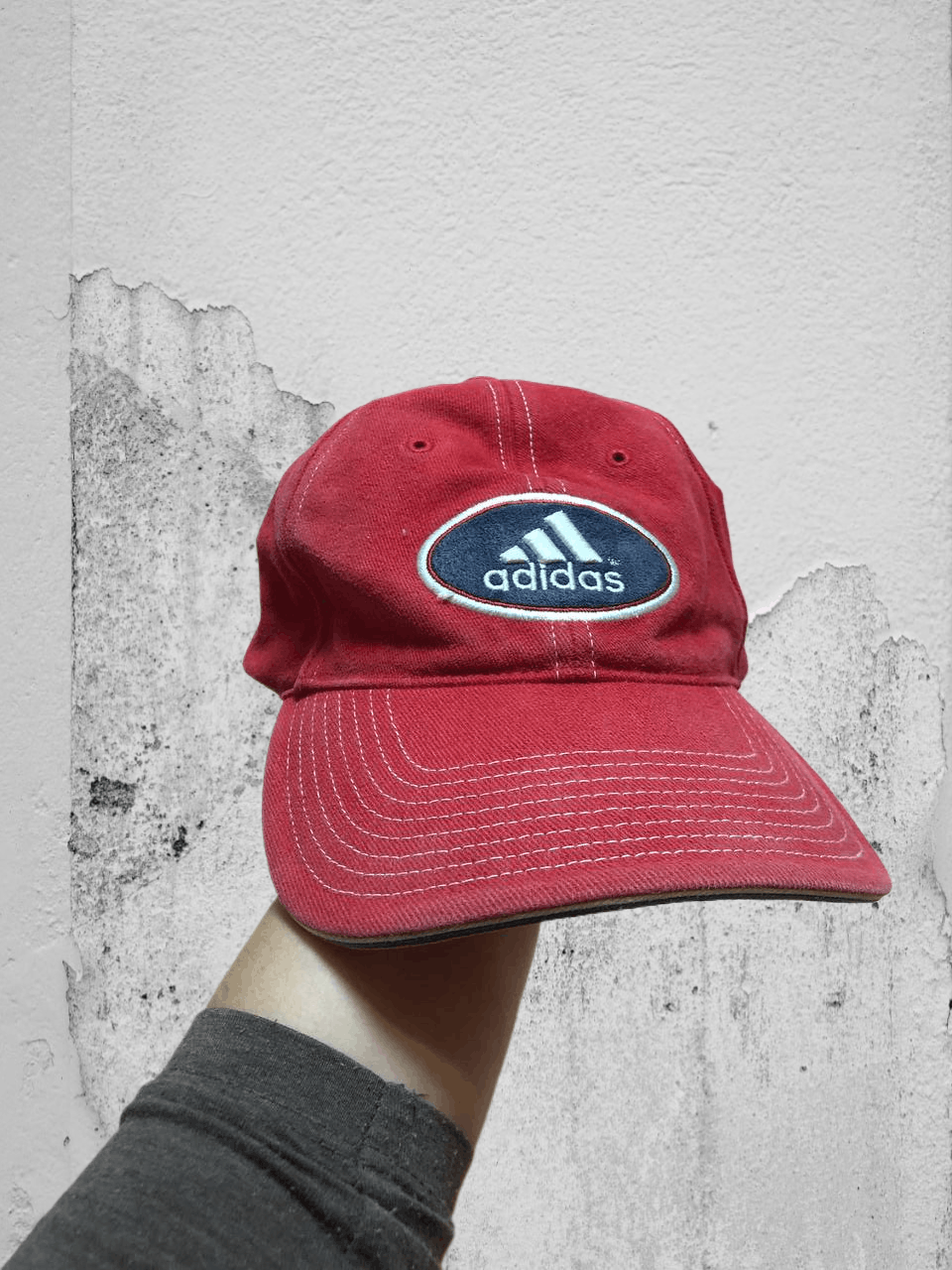 Adidas Cap red Y2K Hats big logo Adidas Vintage streetwear Size ONE SIZE - 1 Thumbnail