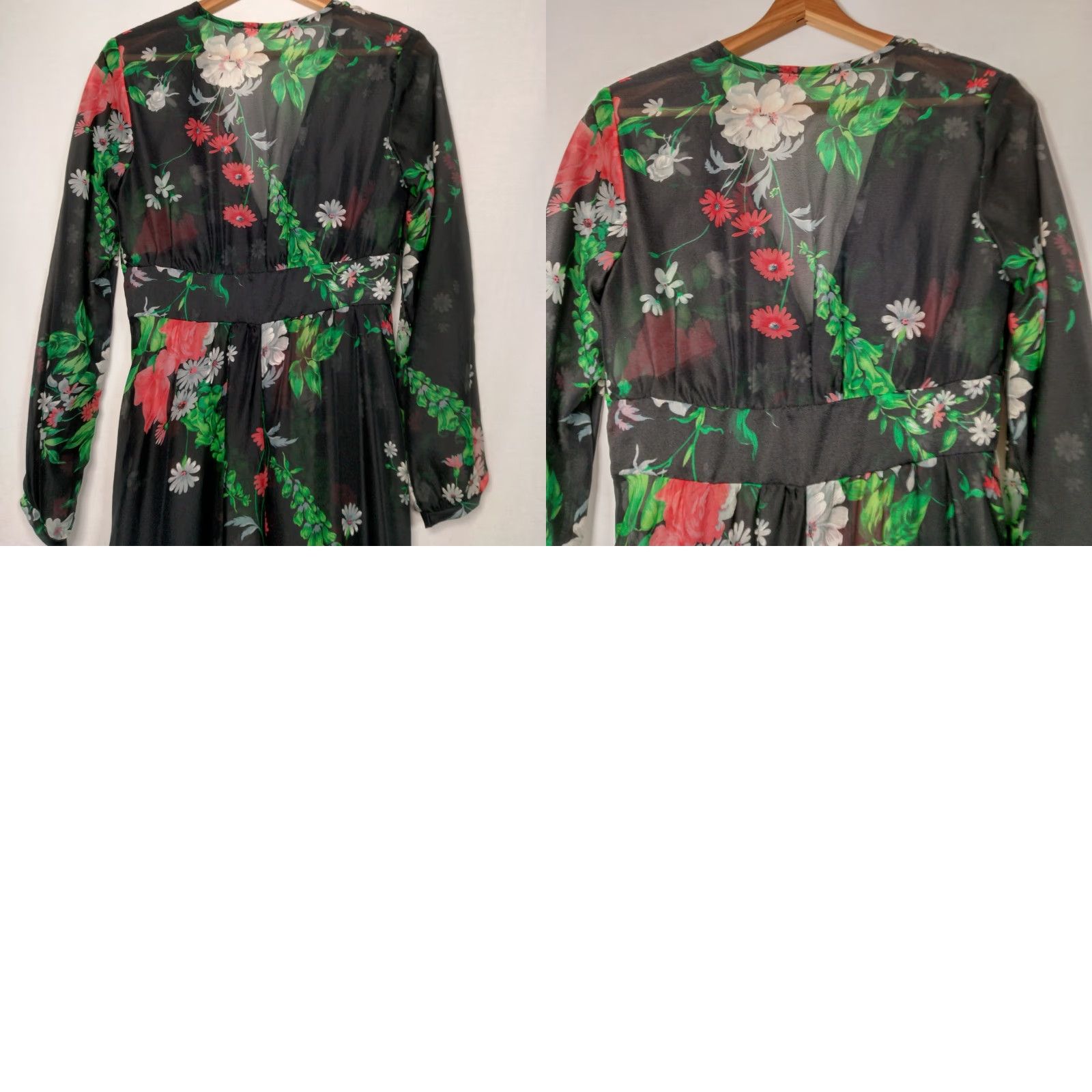 Vintage VINTAGE 1970s Sheer Dress Robe Cover Up Black Daisy Floral Maxi Nylon Bohemian 5/6 Women Girls Mens? Size S / US 4 / IT 40 - 9 Thumbnail