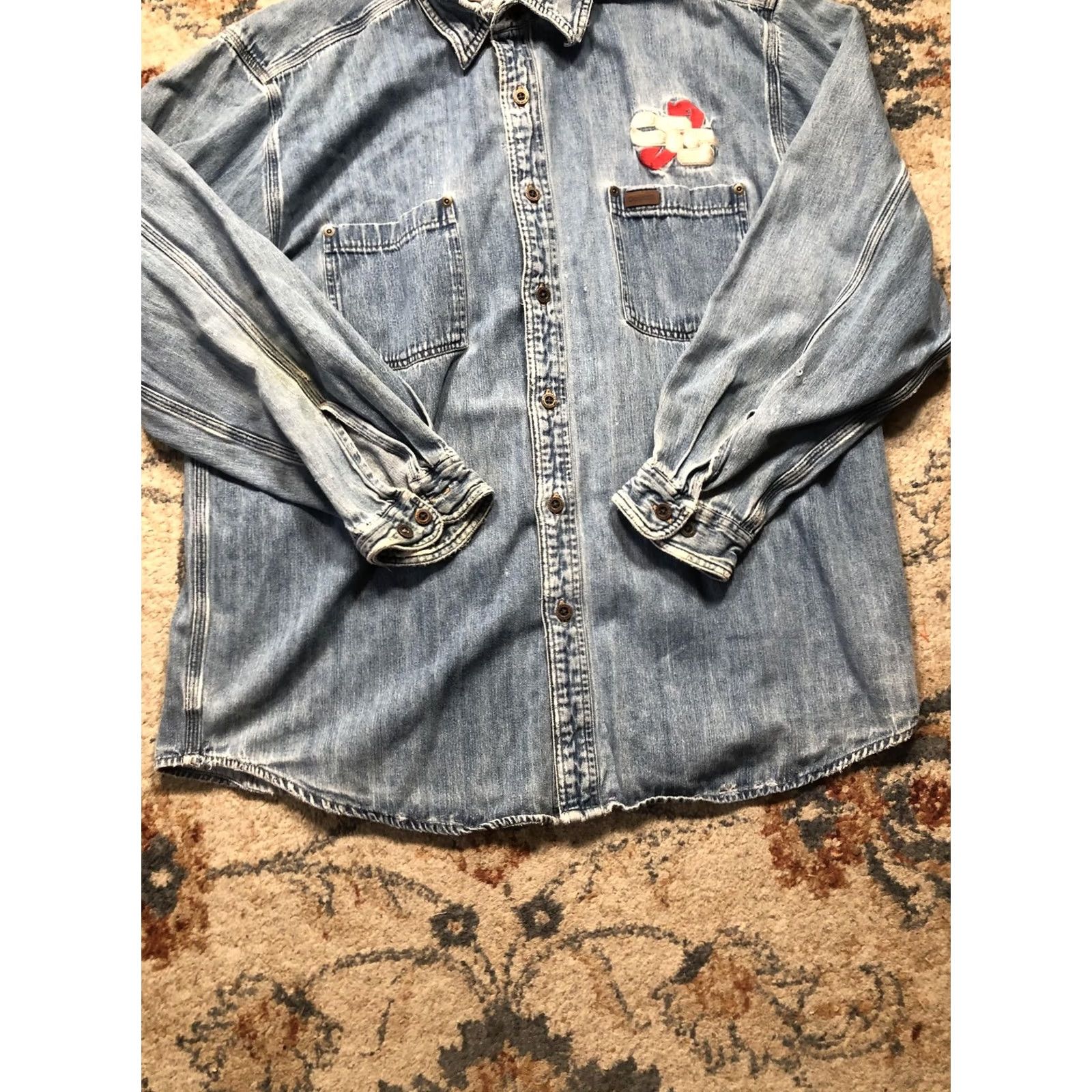 Carhartt VINTAGE Carhartt Shirt Mens XL Blue Denim Button Front Long Sleeve Workwear Distressed Size US XL / EU 56 / 4 - 5 Thumbnail
