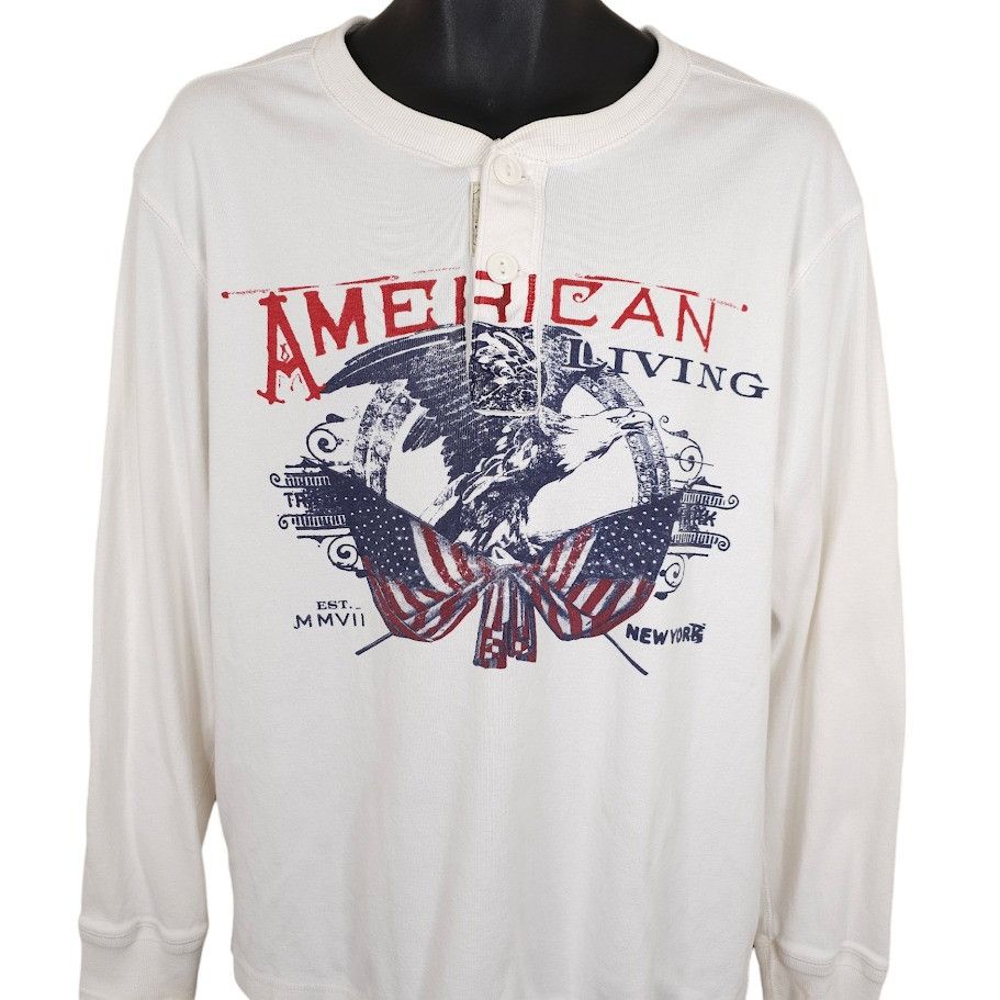 Other Bald Eagle Henley Shirt Mens Size XL White American Living Size US XL / EU 56 / 4 - 1 Thumbnail