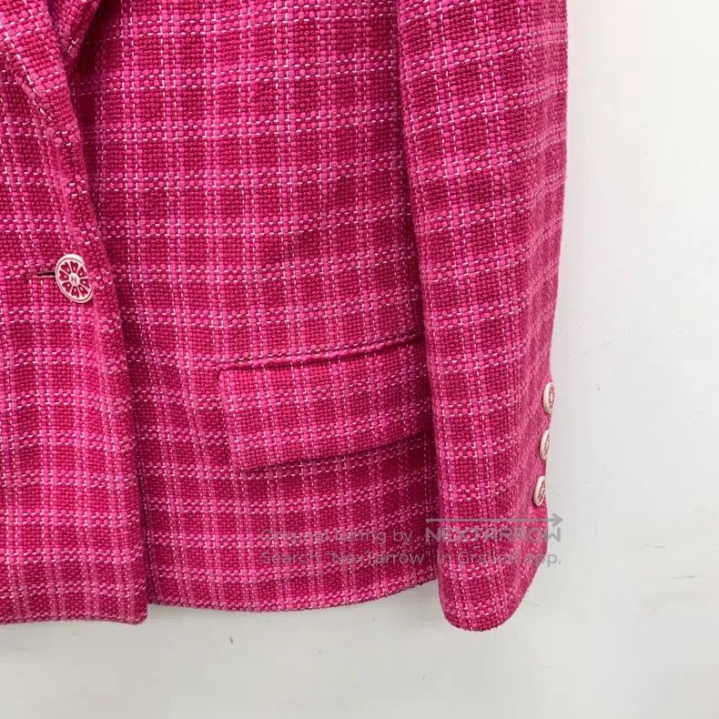 Chanel Chanel Seoul Series Rose Pink Plaid Cotton Lapel Single-br Size XS / US 0-2 / IT 36-38 - 4 Thumbnail