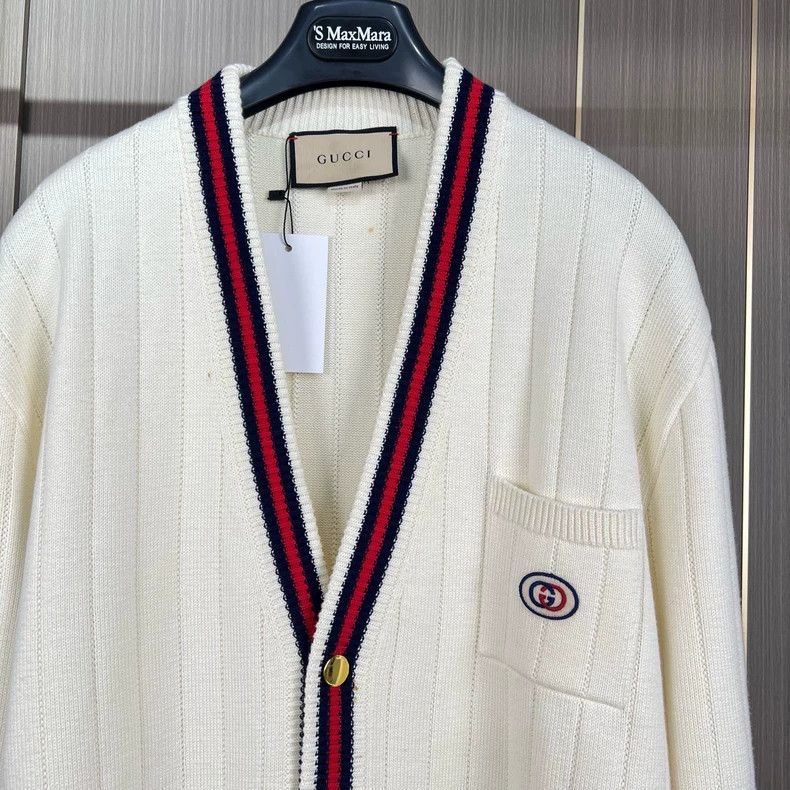 Gucci Gucci Milky white double G embroidered gold buckle knitted Size L / US 10 / IT 46 - 3 Thumbnail