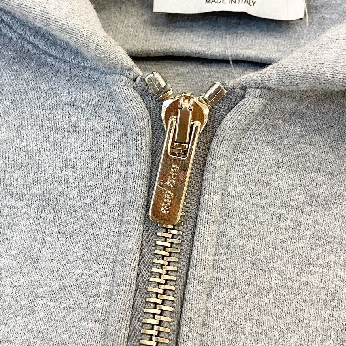 Miu Miu Miu Miu grey embroidered cotton zip hoodie Size XS / US 0-2 / IT 36-38 - 4 Thumbnail