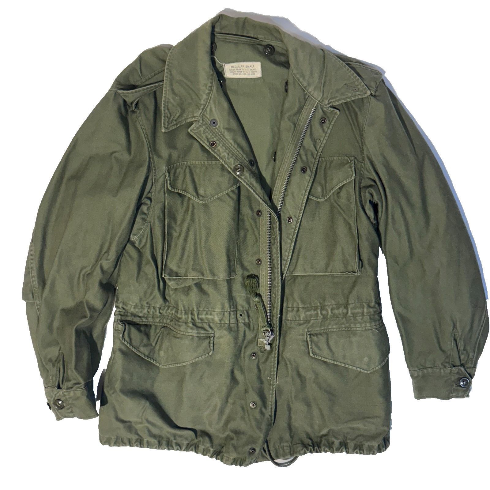 Vtg 60s Military Coat Mans Cotton Wind Resistant Sateen OG 1