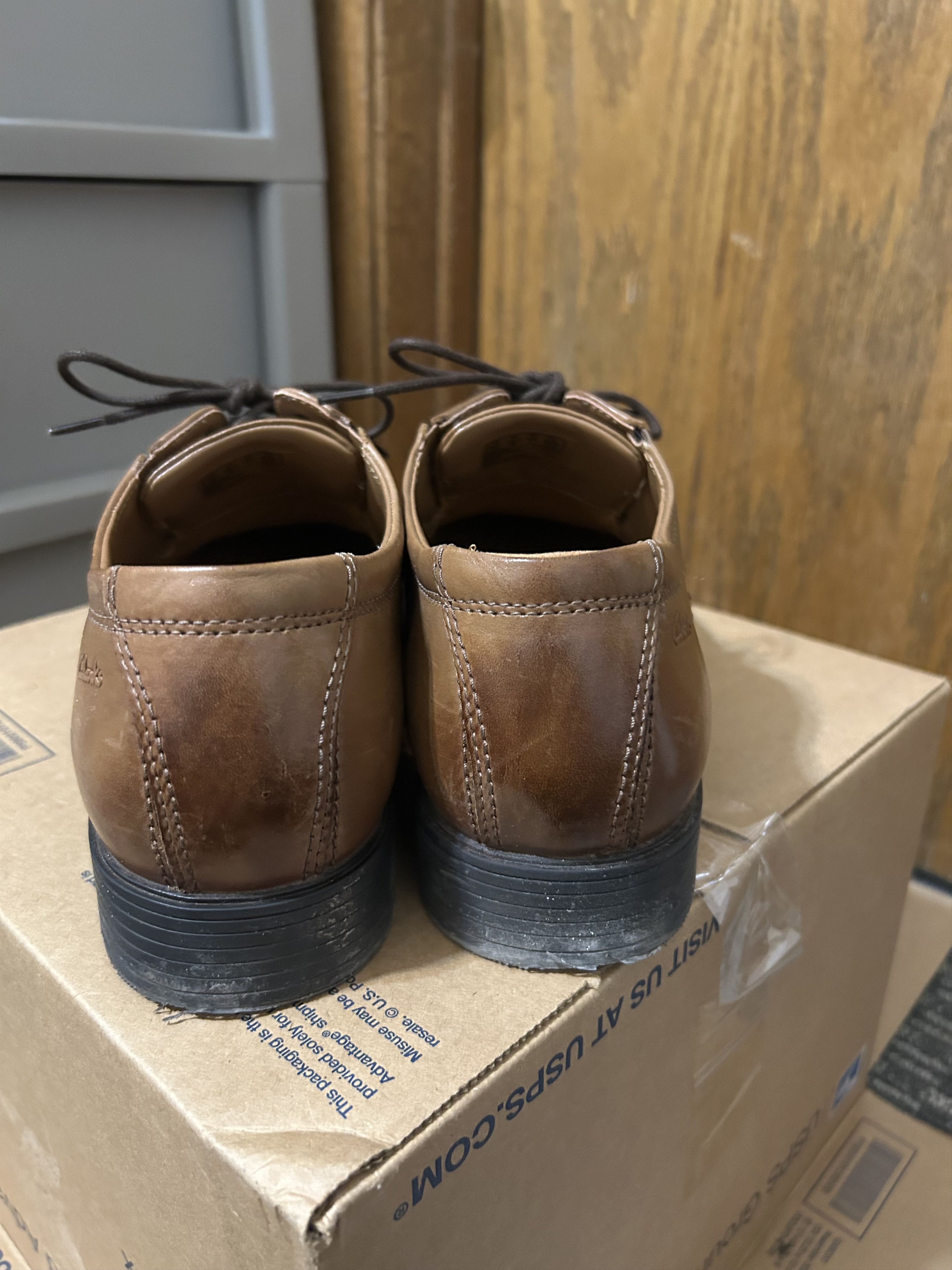 Clarks Clarks Mens Tilden Cap Dark tan leather Size US 10.5 / EU 43-44 - 5 Thumbnail
