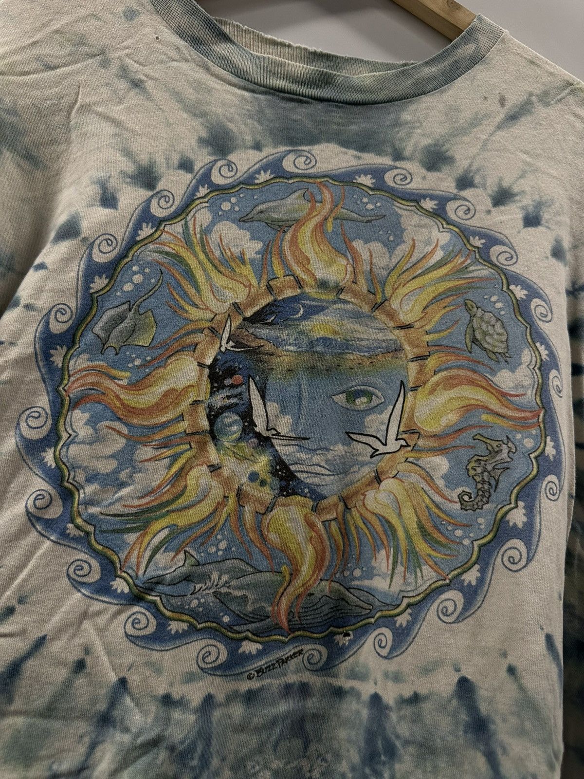 Vintage Buzz Parker Art Sun and Ocean Tie dye Tee shirt Size US XL / EU 56 / 4 - 2 Thumbnail