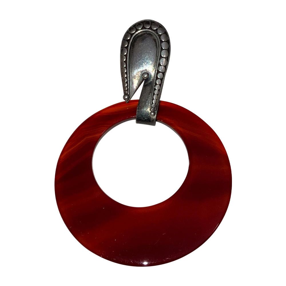 Designer Carnelian Sterling Jumbo Hoop Earrings Size ONE SIZE - 4 Thumbnail