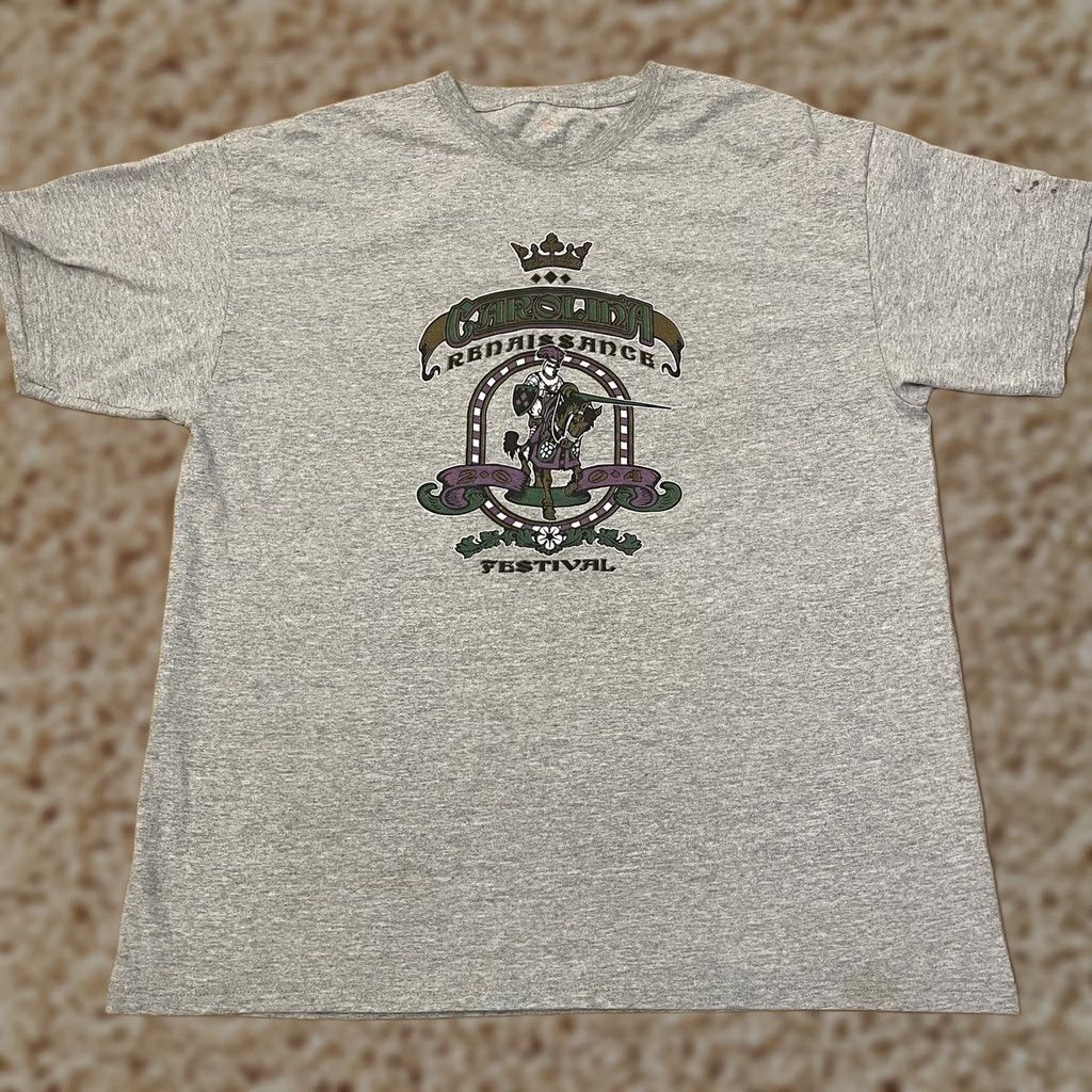 Hanes Renaissance Festival Shirt Adult Large Gray North Carolina Jousting Y2K Mens Shirt Size US L / EU 52-54 / 3 - 1 Thumbnail