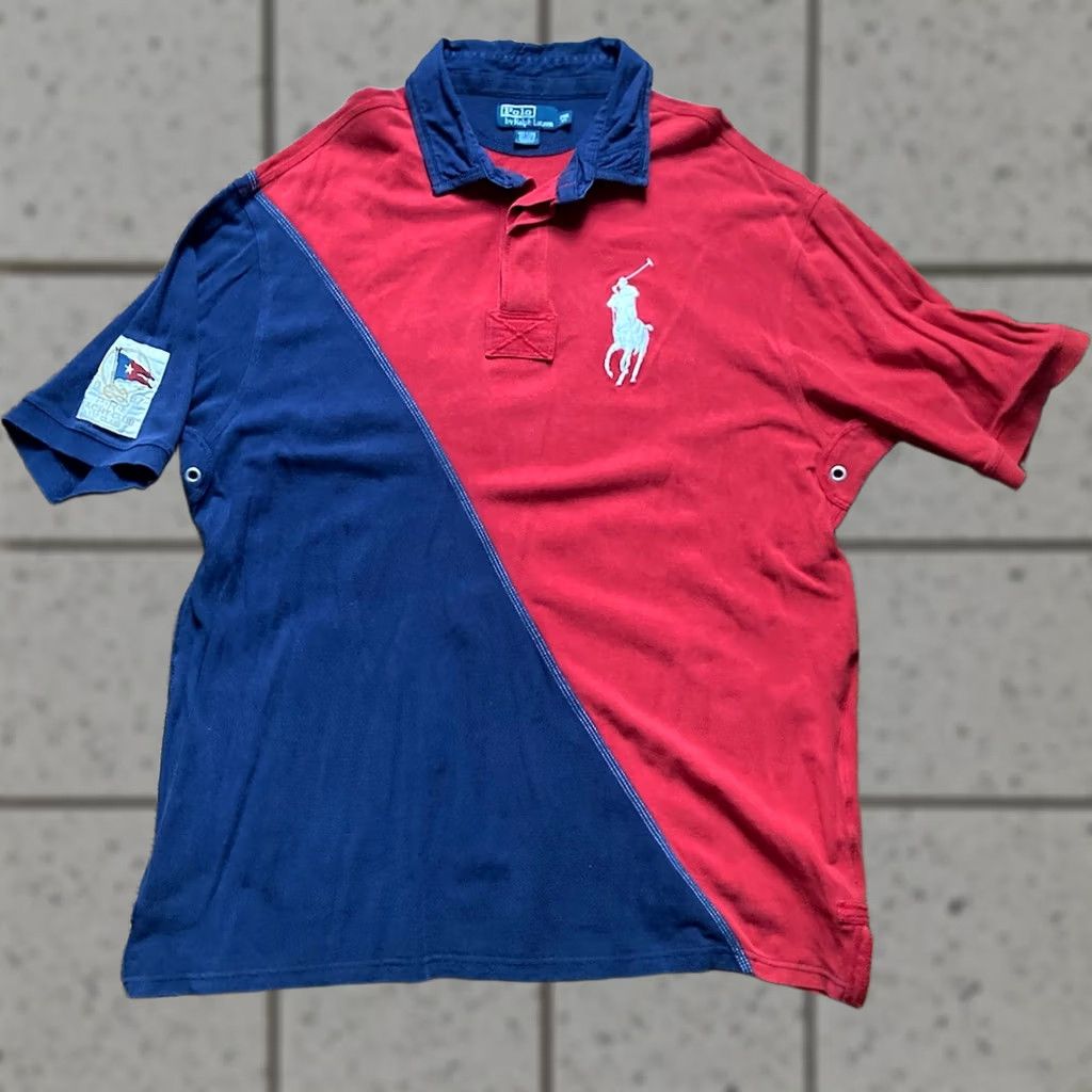 Polo Ralph Lauren VINTAGE Polo Ralph Lauren Shirt Mens Big 2X Blue Solid Short Sleeve Collared Nautical Polo Ralph Lauren Big Pony Sailboat Boat Yacht Club Mens Size US XXL / EU 58 / 5 - 1 Thumbnail