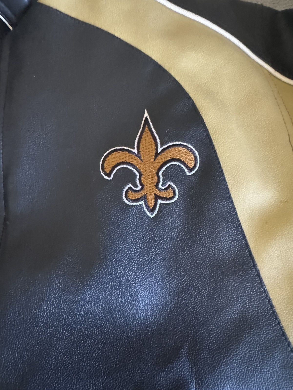 NFL × Vintage VINTAGE NFL NEW ORLEANS SAINTS BLACK LEATHER JACKET Size US XL / EU 56 / 4 - 3 Thumbnail