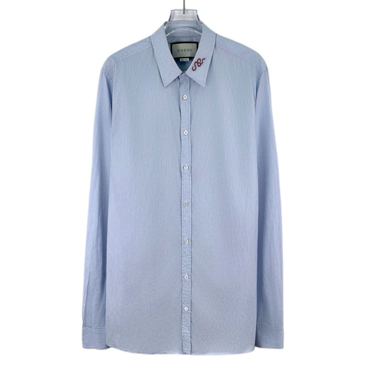 Gucci Gucci Striped Neck Embroidered Long Sleeve Shirt K26WX Size US L / EU 52-54 / 3 - 1 Thumbnail