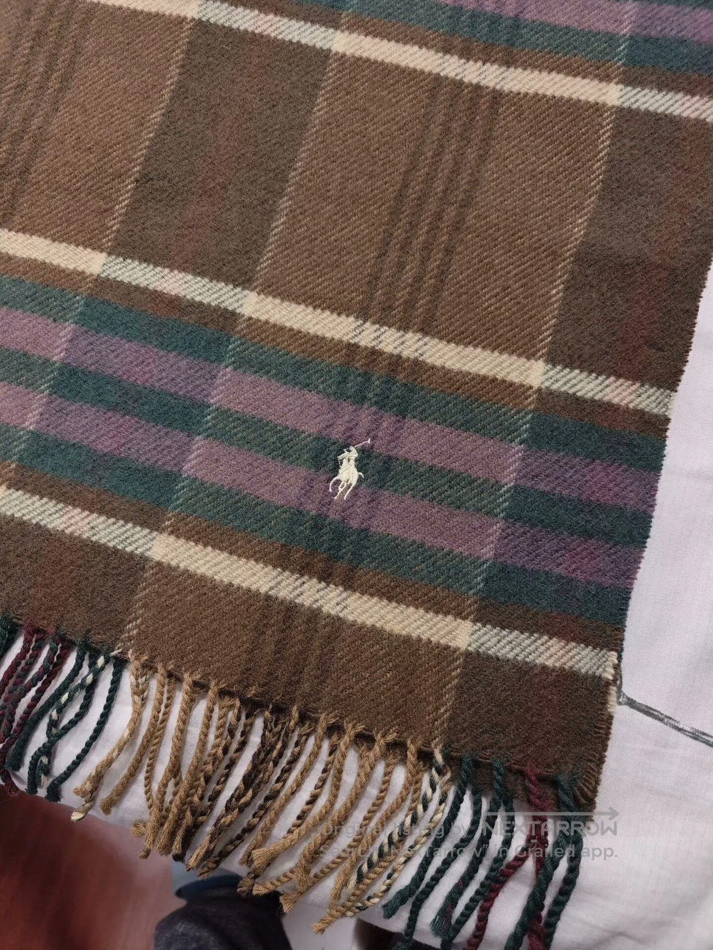 Polo Ralph Lauren Ralph Lauren Brown Plaid Wool Shawl. Size ONE SIZE - 3 Thumbnail