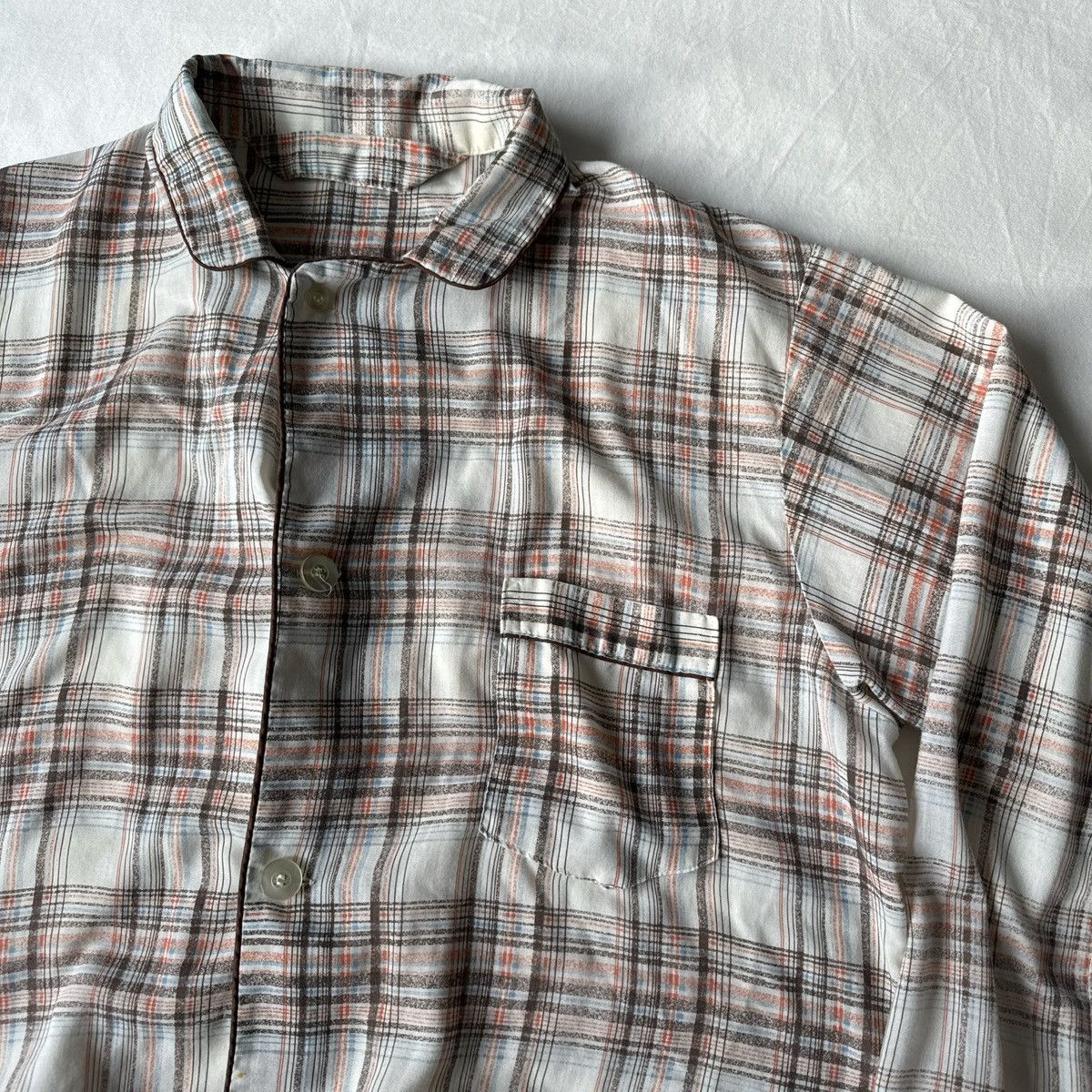 Vintage Vintage Plaid Button Shirt White & Brown Large L Size US L / EU 52-54 / 3 - 4 Thumbnail
