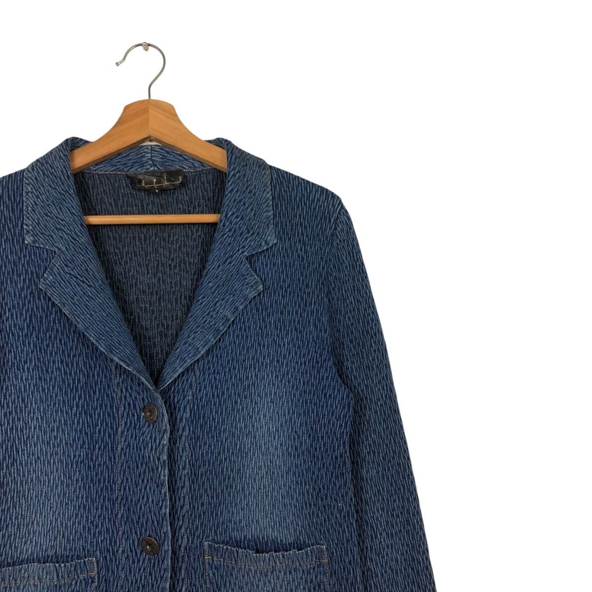 Japanese Brand 📌Pleated Cropped Biker Jacket Marie Usa Blue Indigo Size US M / EU 48-50 / 2 - 7 Thumbnail