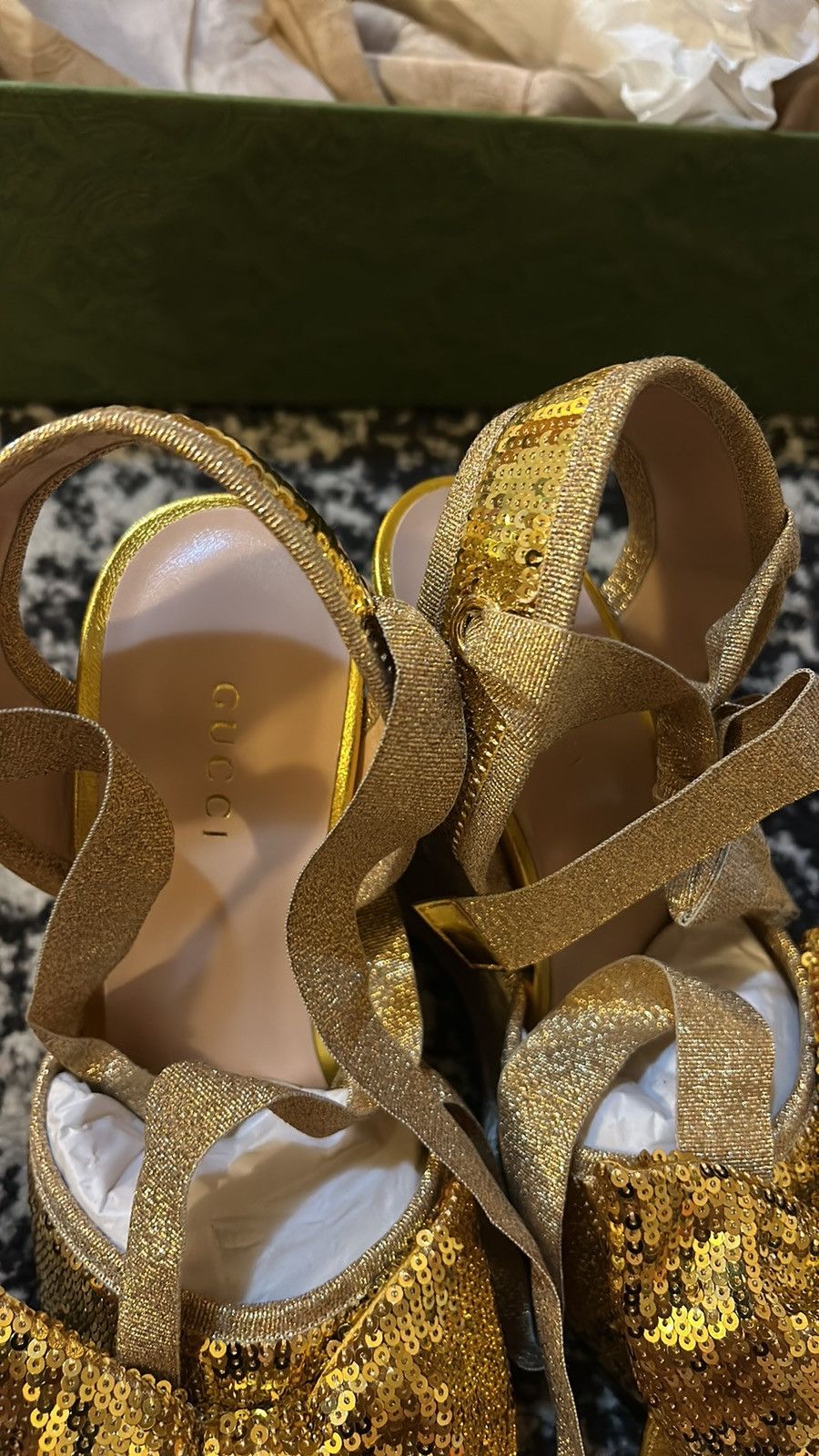 Gucci Gucci Gold Sequin Espadrilles Sandals Size US 8 / IT 38 - 5 Thumbnail