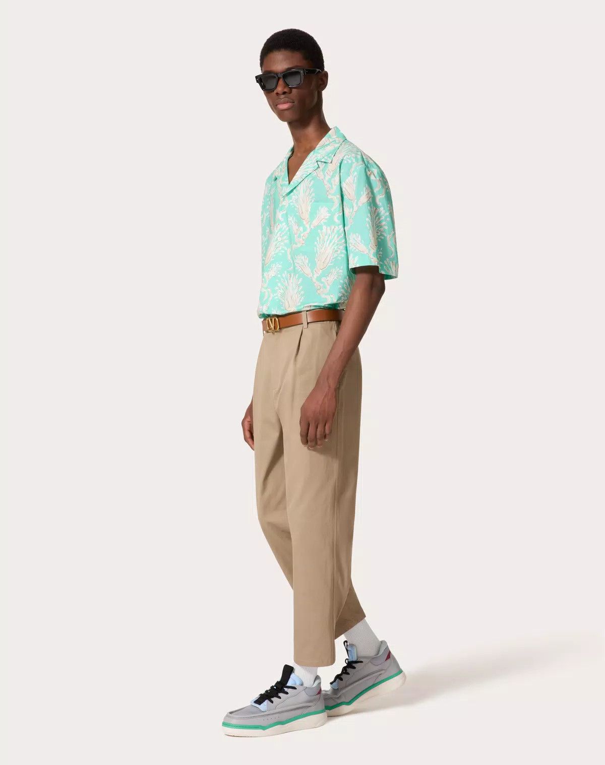 Valentino oc11z0725 Cotton Poplin Bowling Shirt in Beige Size US M / EU 48-50 / 2 - 3 Thumbnail