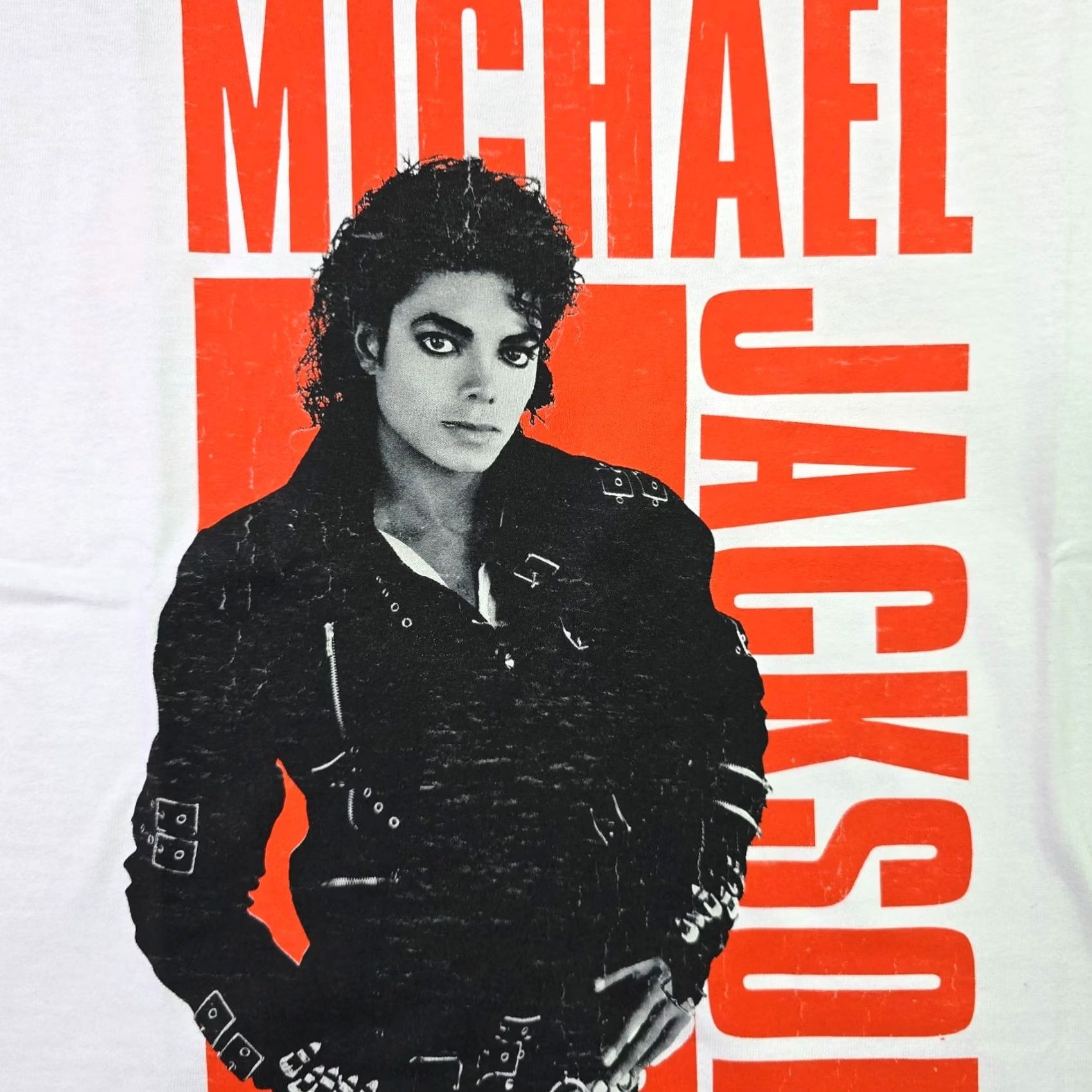 Michael Jackson Shirt Mens 1XL White Bad World Tour Music Distressed 80s, Men's — image 4 of 6