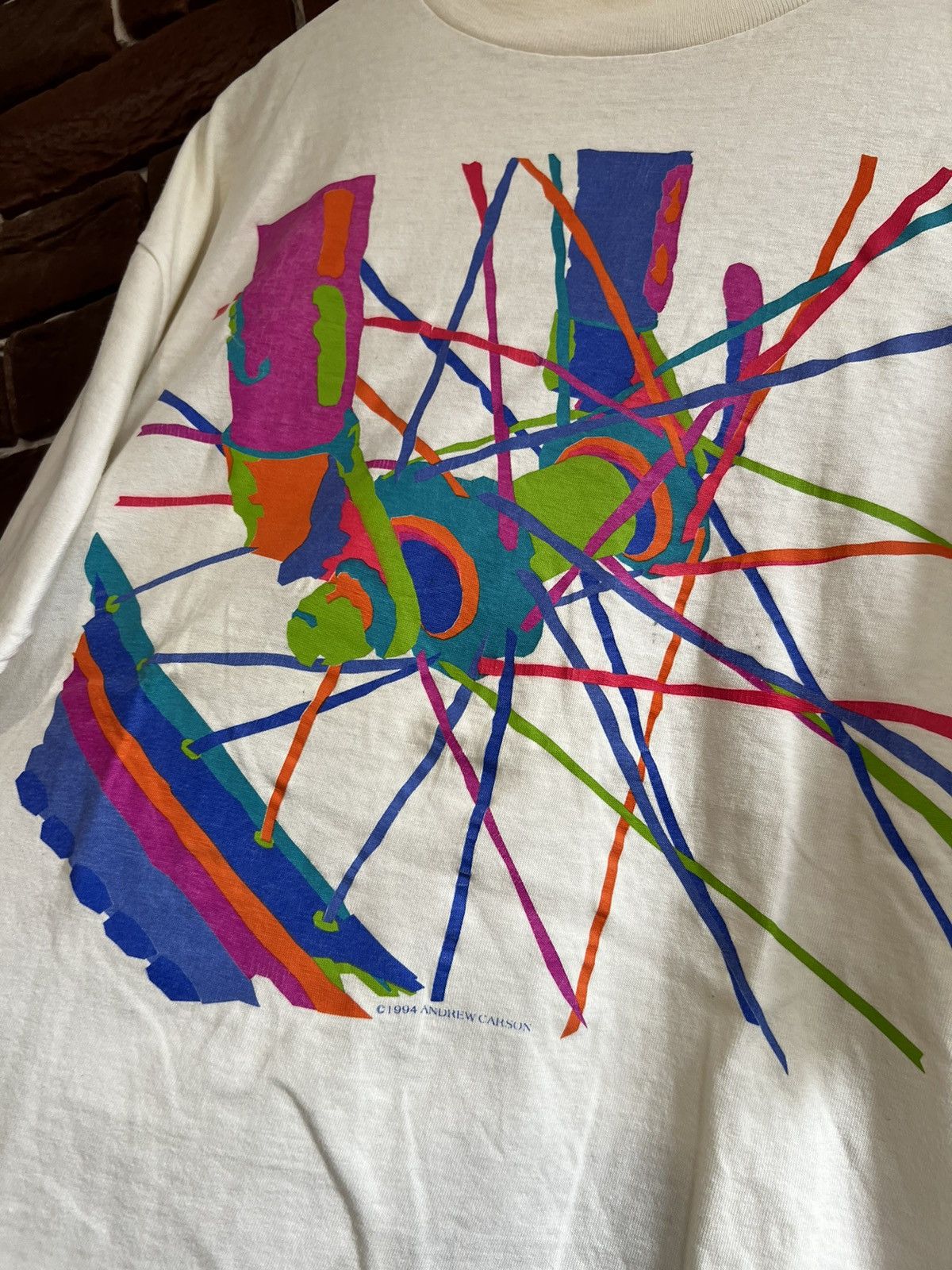 Vintage Vintage 1990s ONEITA Andrew Carson Biking Single Stitch Tee Size US XL / EU 56 / 4 - 3 Thumbnail