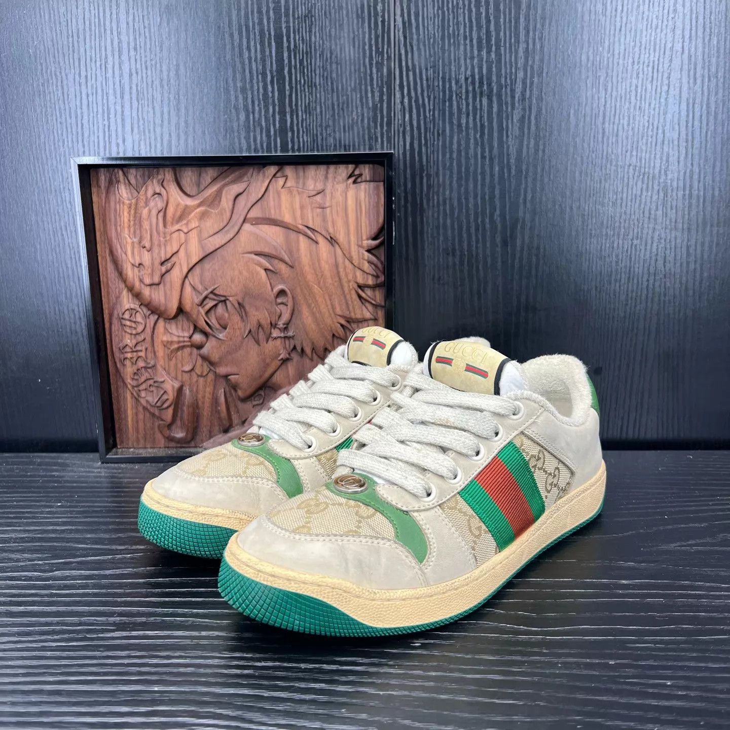 Gucci Gucci Women's Gray Green Dirty Sneaker 35 Like New Size US 4.5 / IT 34.5 - 1 Thumbnail