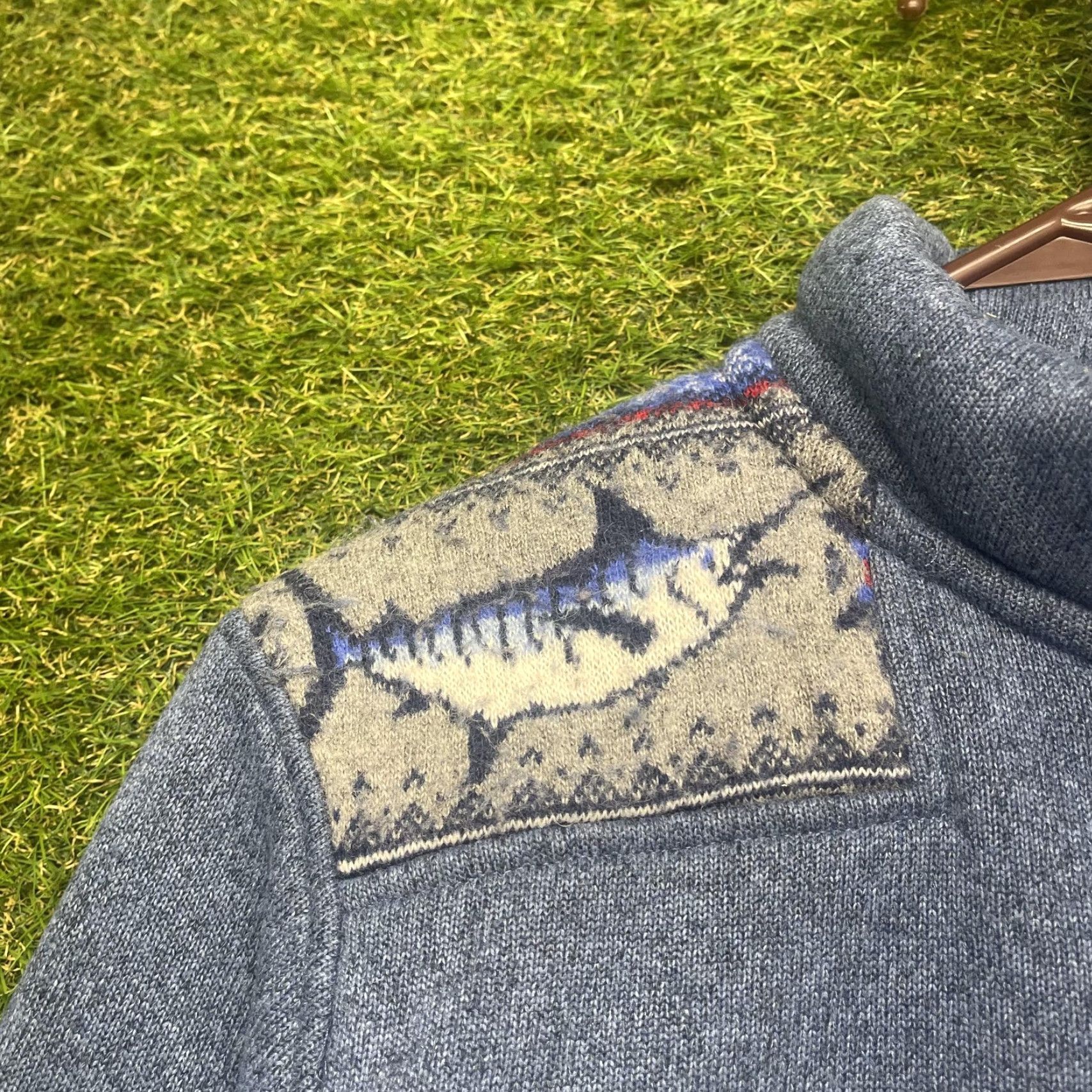Vineyard Vines Vineyard Vines Sweater Mens Medium Blue 1/4 Zip Mock Neck Fish Graphic Pullover Size US M / EU 48-50 / 2 - 7 Thumbnail