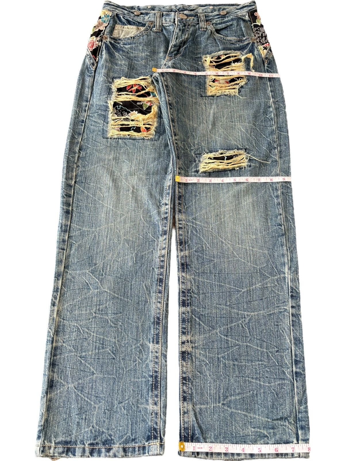 Dsquared2 Vintage Japanese Brand Patchwork Suspenders Loose Jeans Size 32" / US 10 / IT 46 - 8 Thumbnail