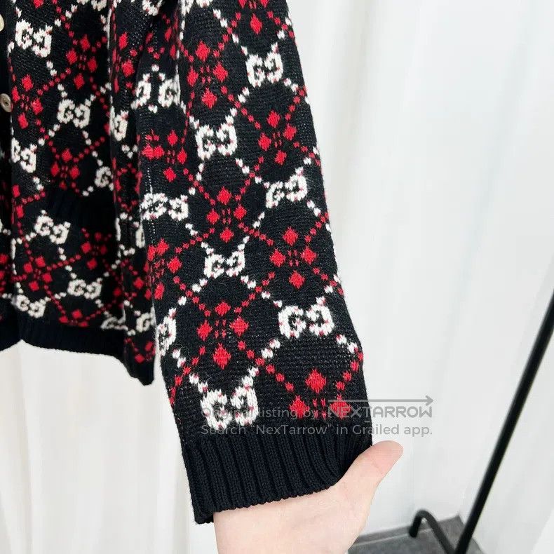 Gucci Gucci Black and red full-print double G old flower knitted Size US XL / EU 56 / 4 - 4 Thumbnail