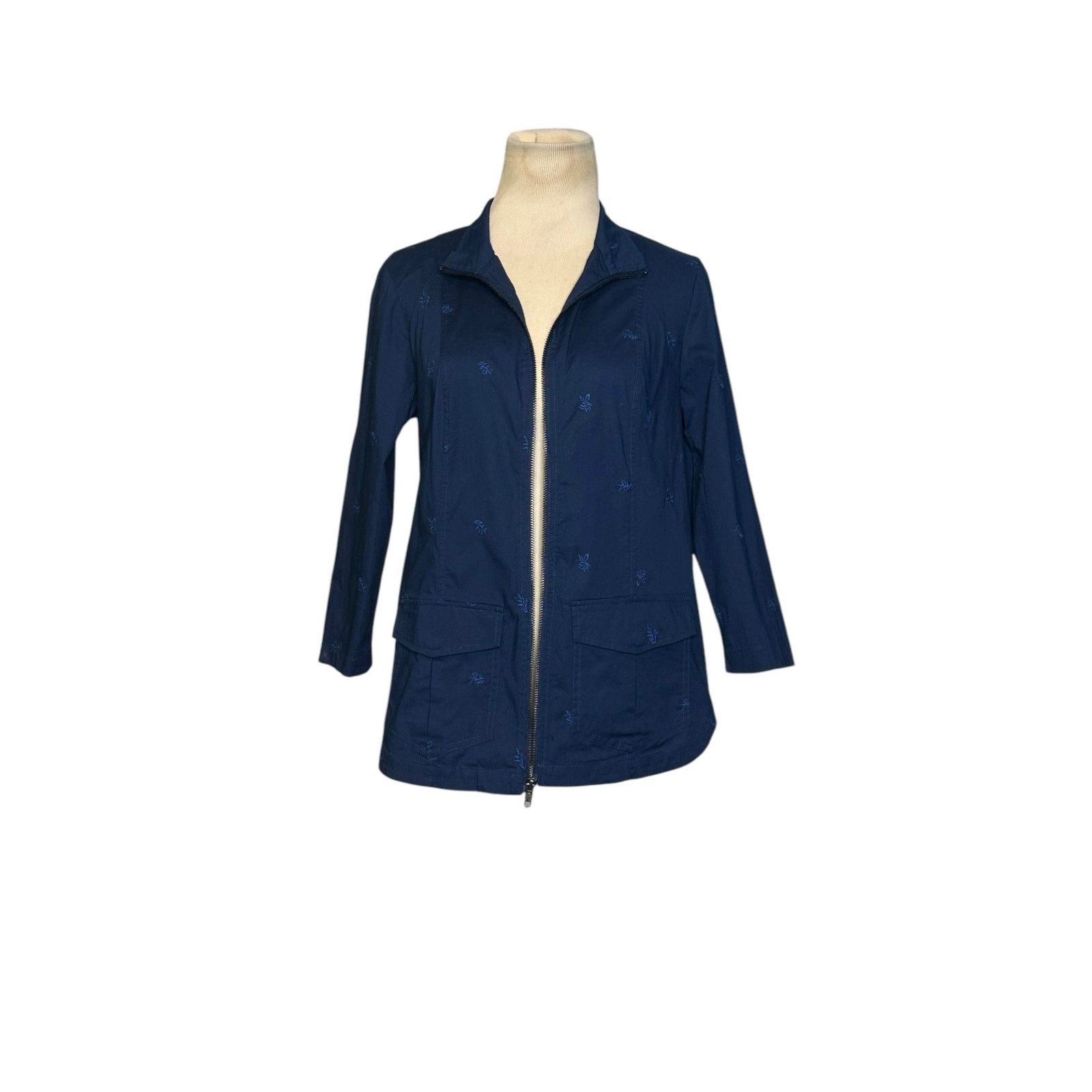 Chicos Chico's navy blue floral embroidered jacket size 0 - small Size S / US 4 / IT 40 - 14 Thumbnail