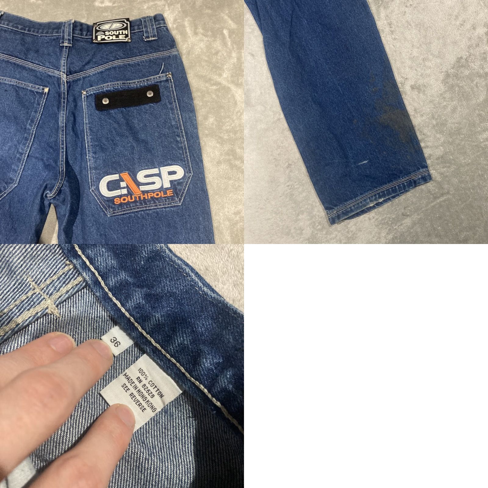 Southpole VINTAGE Southpole Jeans 34x32 Dark Wash Denim 5-Pocket Embroidered Logo Hip Hop Wide-Leg Men Mens Regular 90s Y2K Size US 34 / EU 50 - 8 Thumbnail