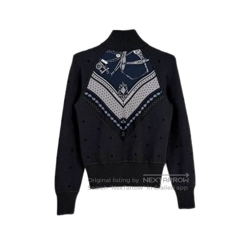 Hermes Hermes Dark grey shearling zip-up cardigan with contrastin Size XS / US 0-2 / IT 36-38 - 2 Thumbnail