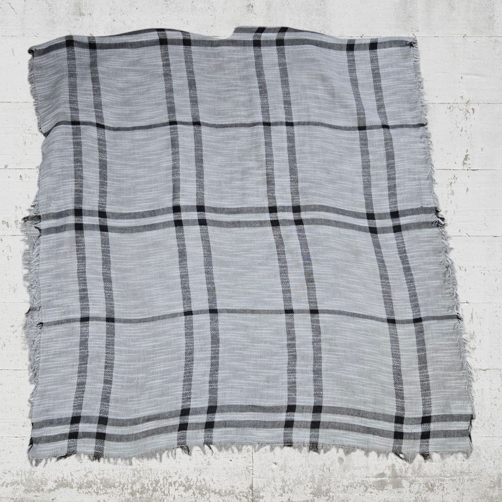 Other Gray Black Plaid Fringe Wrap Style Blanket Scarf Poncho Size ONE SIZE - 6 Thumbnail