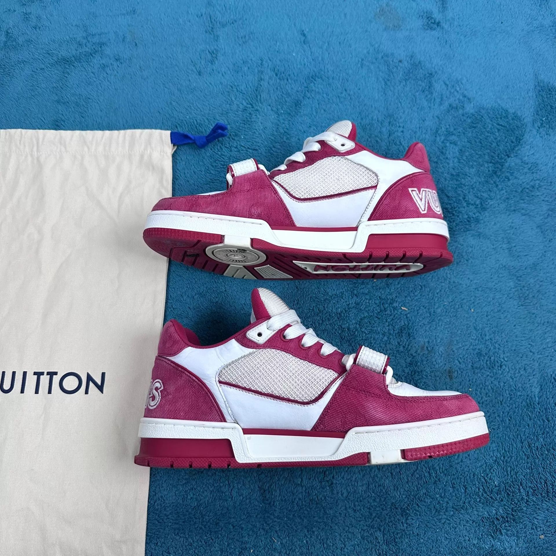 Louis Vuitton LV Trainer Velcro Low-Top Sneaker White/Red 5.5/39.5 Size US 6.5 / EU 39-40 - 3 Thumbnail
