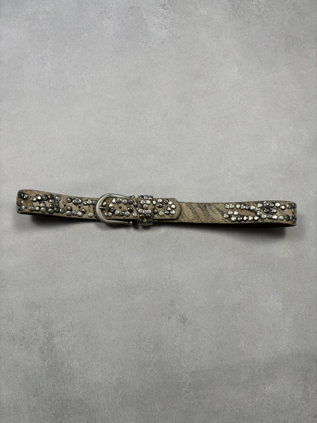 Vintage Vintage Belt Metal Style Parts Rhinestones Zebra Hair Print Size ONE SIZE - 2 Thumbnail