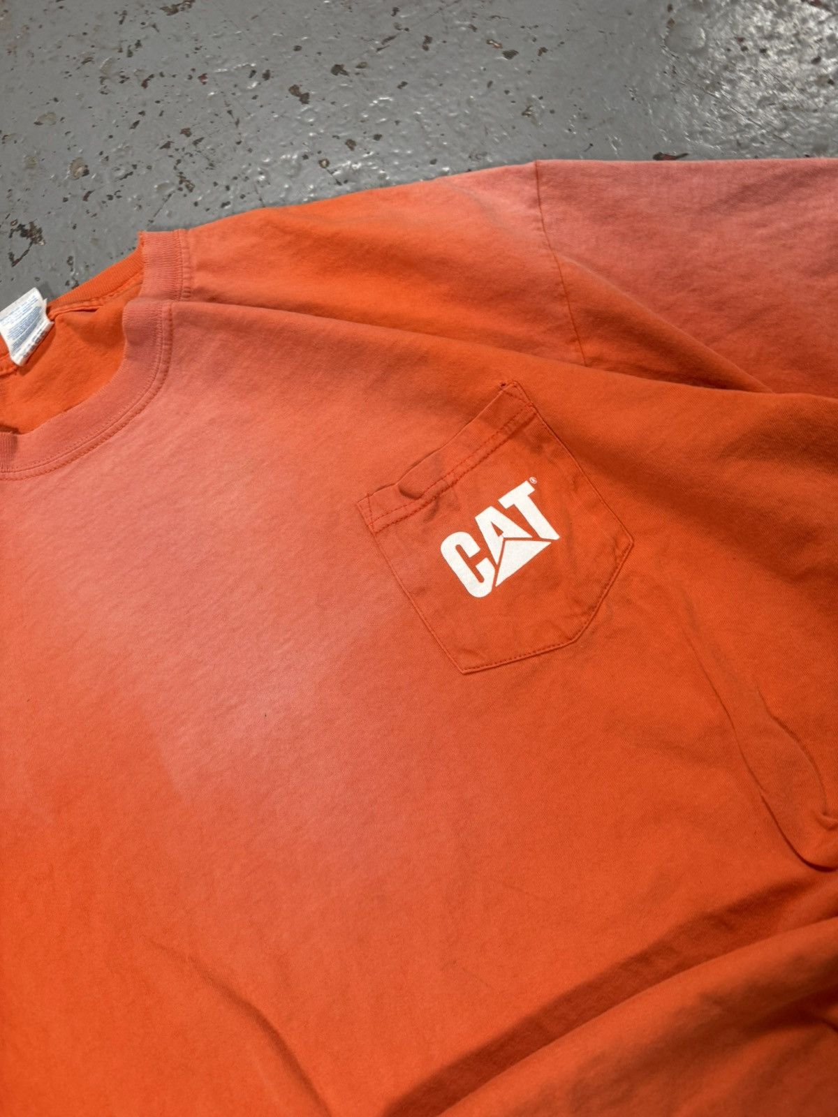Caterpillar Vintage Sunfaded Orange Cat Work Tee Size US XXL / EU 58 / 5 - 5 Thumbnail