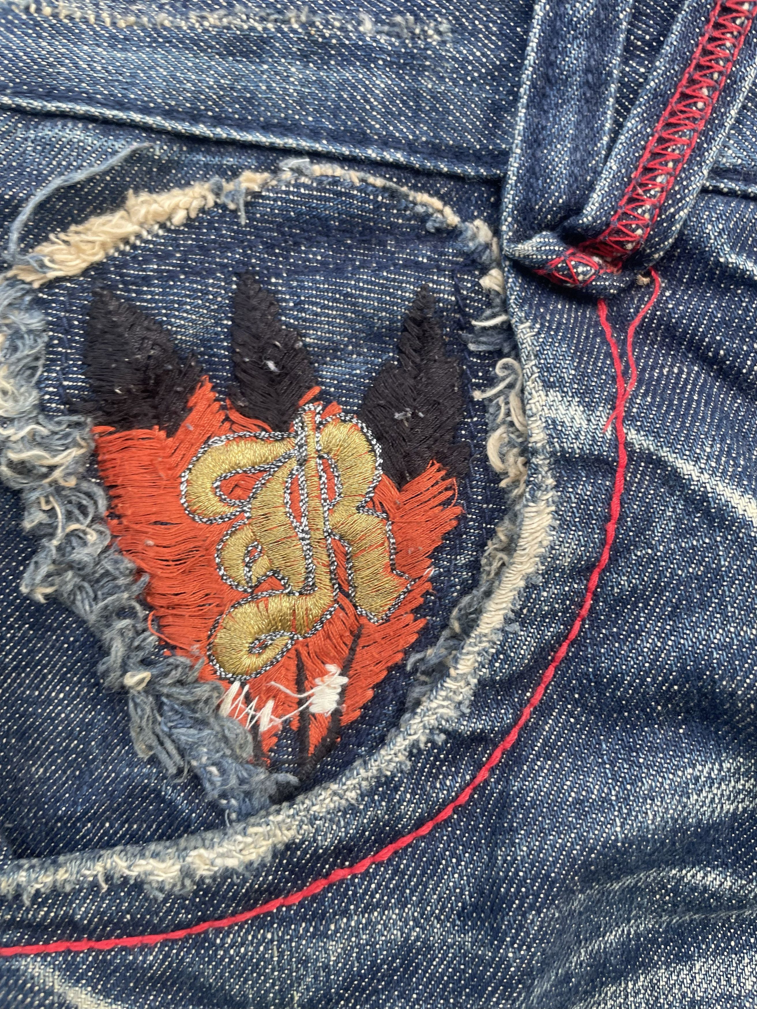 Japanese Brand Red Pepper Crazy Emboiderey Denim Size 31" - 9 Thumbnail
