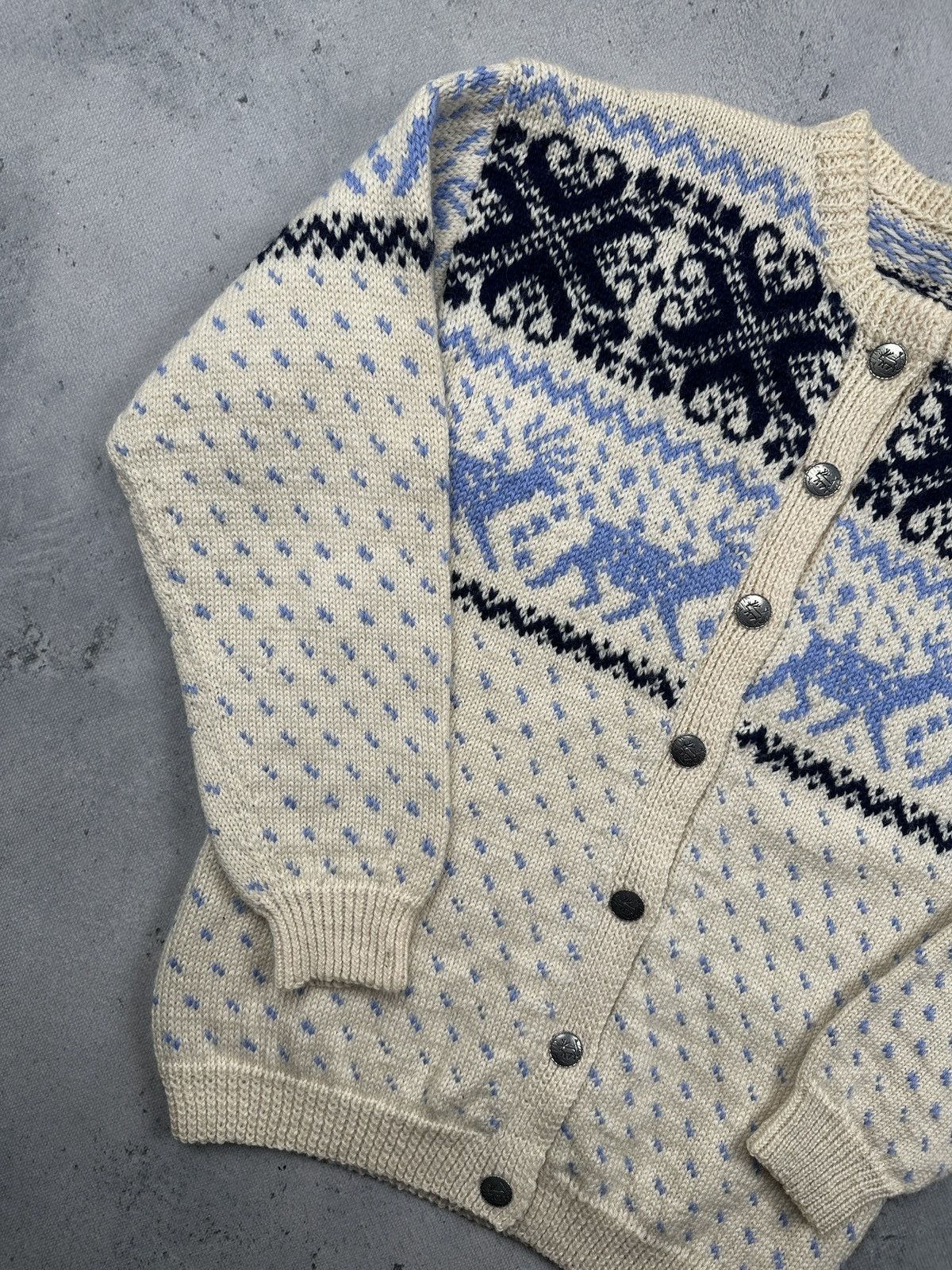 Dale Of Norway Vintage Norwegian Nordic Wool Cardigan Deer Button Folk Knit Size L / US 10 / IT 46 - 2 Thumbnail