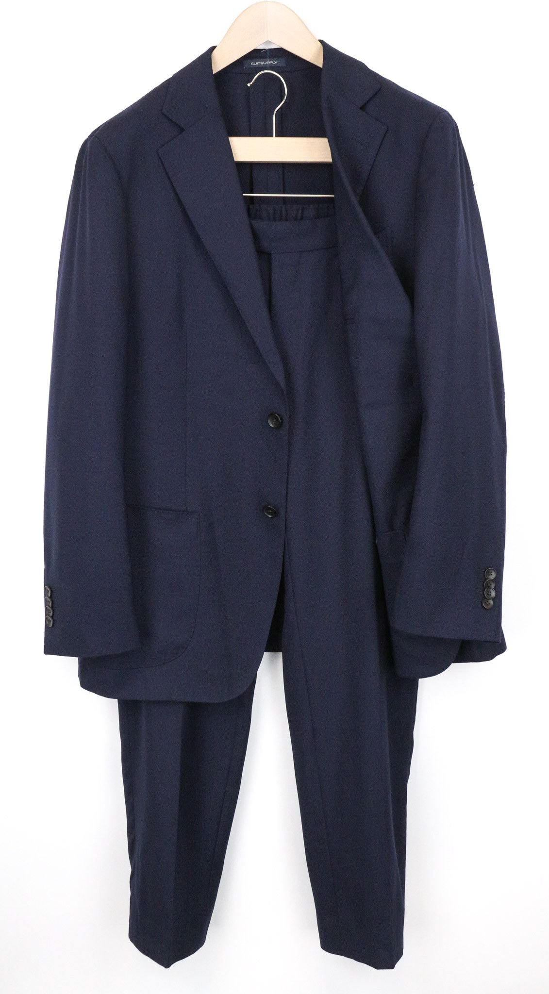 Suitsupply HAVANA UK44S Blue Wool Stretch Slim Suit 74709 Size 44S - 1 Thumbnail