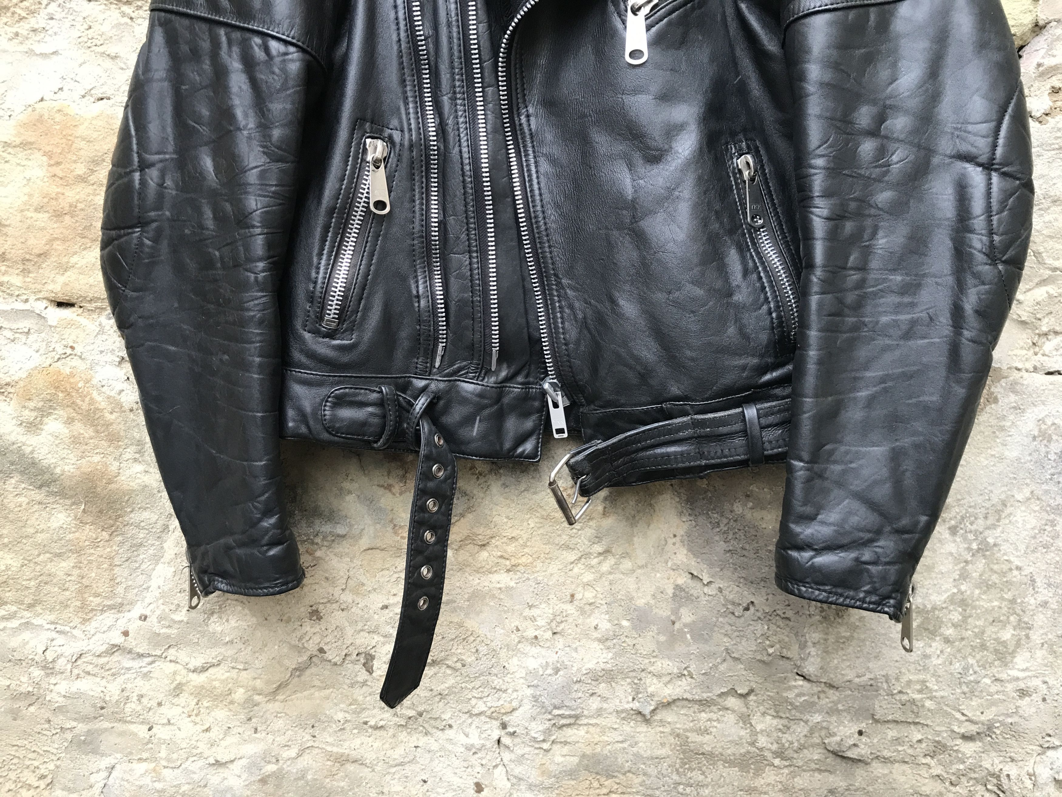 Vintage Rare Vintage 70s Sporty fit Twin Track Leather Biker Jacket Size US L / EU 52-54 / 3 - 4 Thumbnail